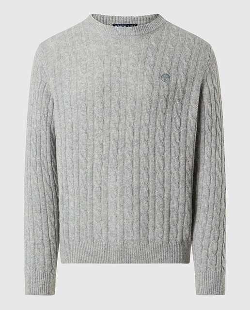 Imagen 0 de Jersey de ochos en mezcla de cashmere reciclado, cuello redondo y etiqueta en el bajo.