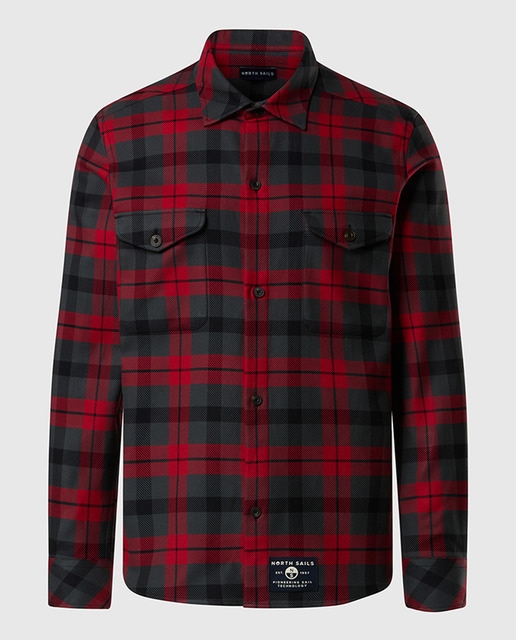 Imagem 0 de Sobrecamisa de Flanela Grossa com Bolsos à Frente, Parte Inferior Arredondada e Botões com Efeito de Corno.