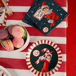 flacher runder Weihnachtsteller aus Pappe für Desserts The Elf On The Shelf 17 cm Paket 6 Einheiten