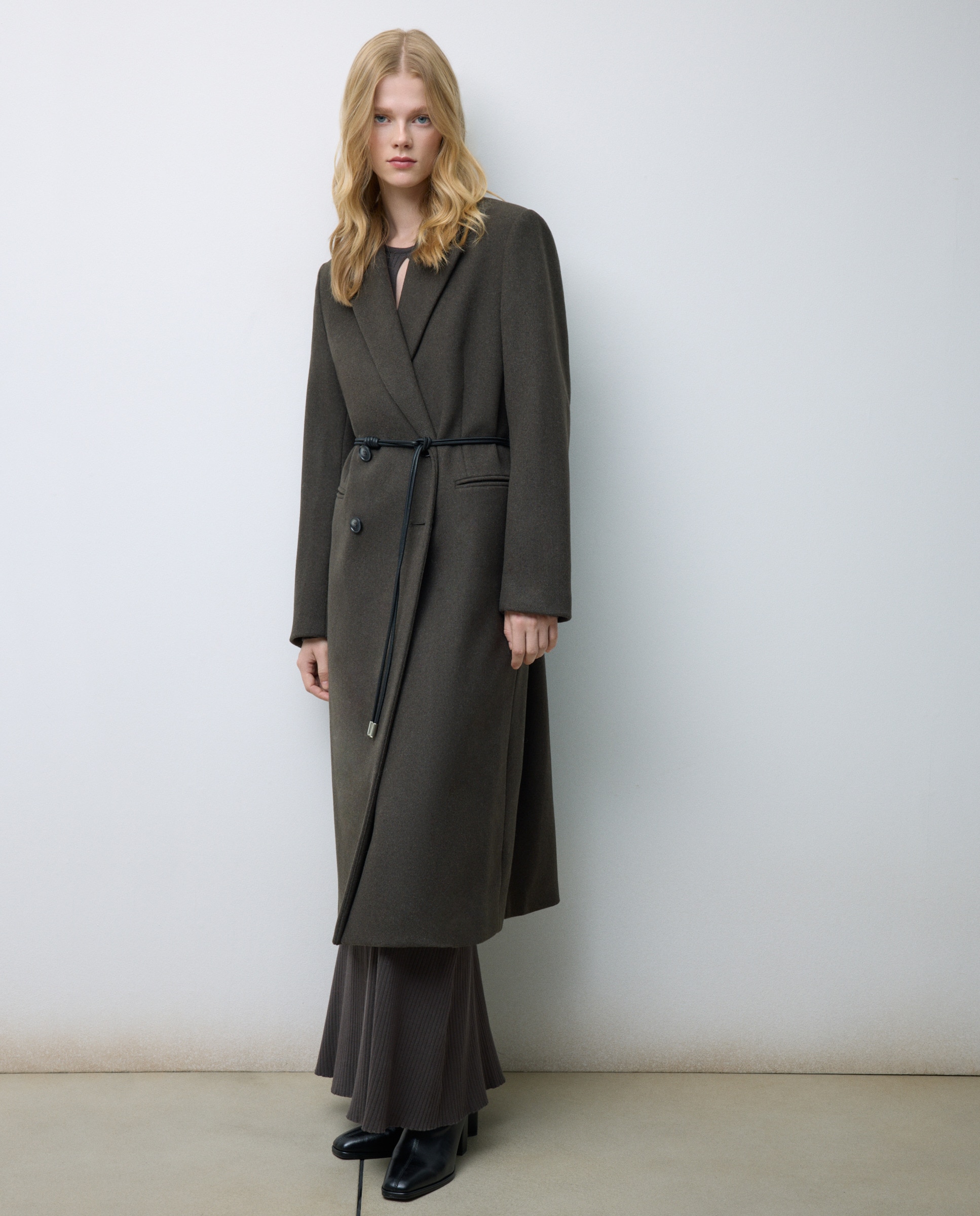 Sobretudo com Aba de Lã e Cinto 520 Caqui-2