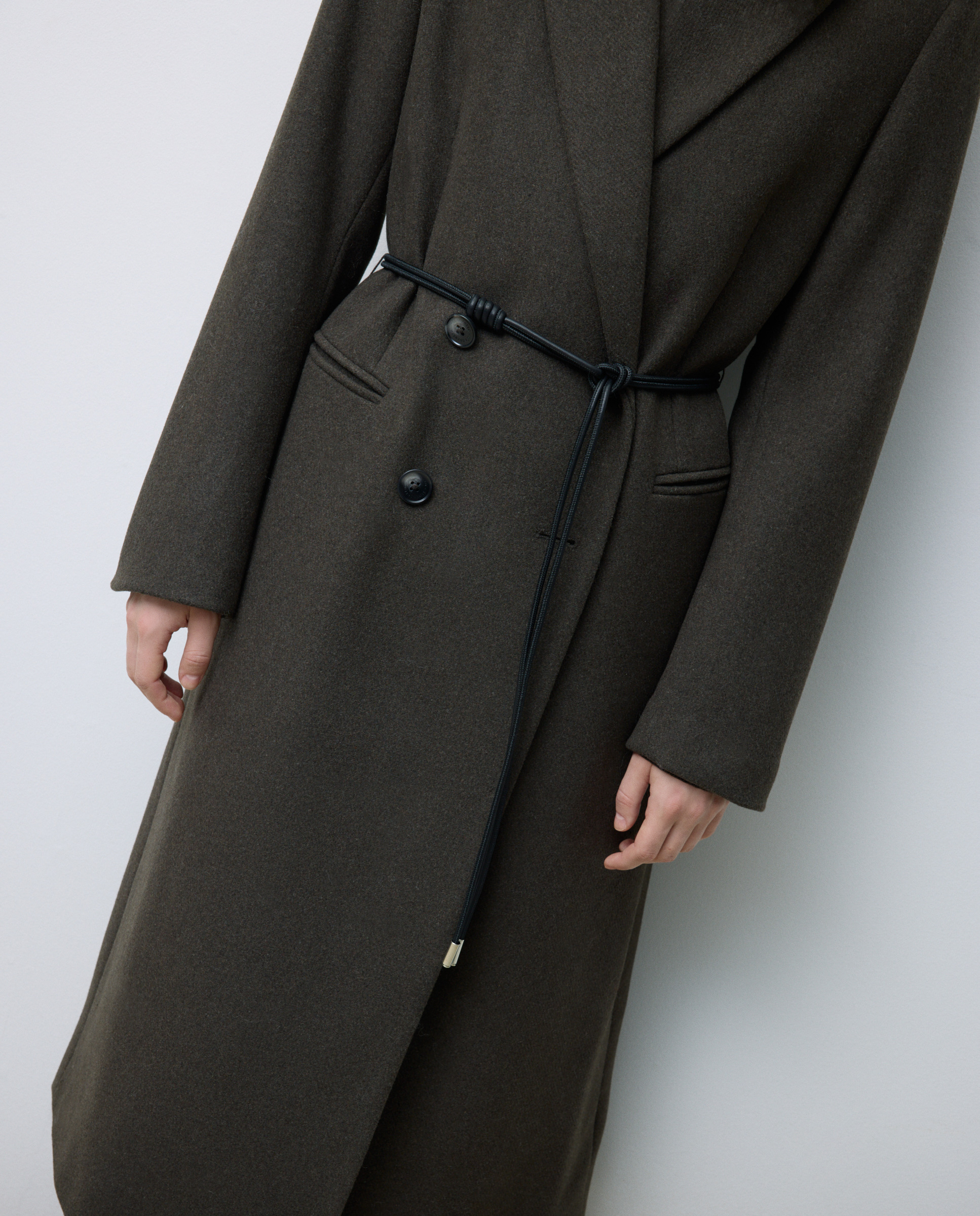 Sobretudo com Aba de Lã e Cinto 520 Caqui-4