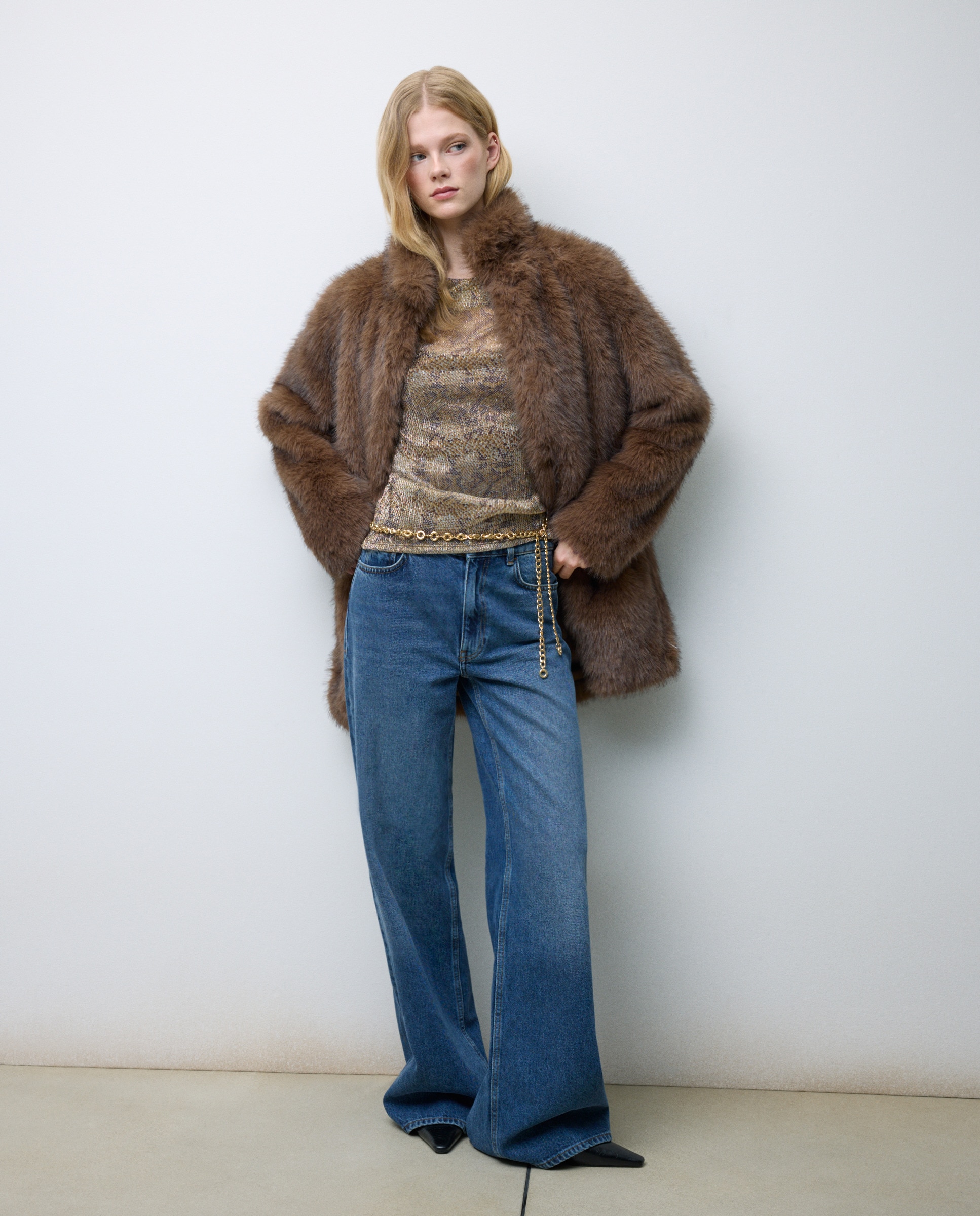 Casaco de Pelo com Gola Bebé Vison-3