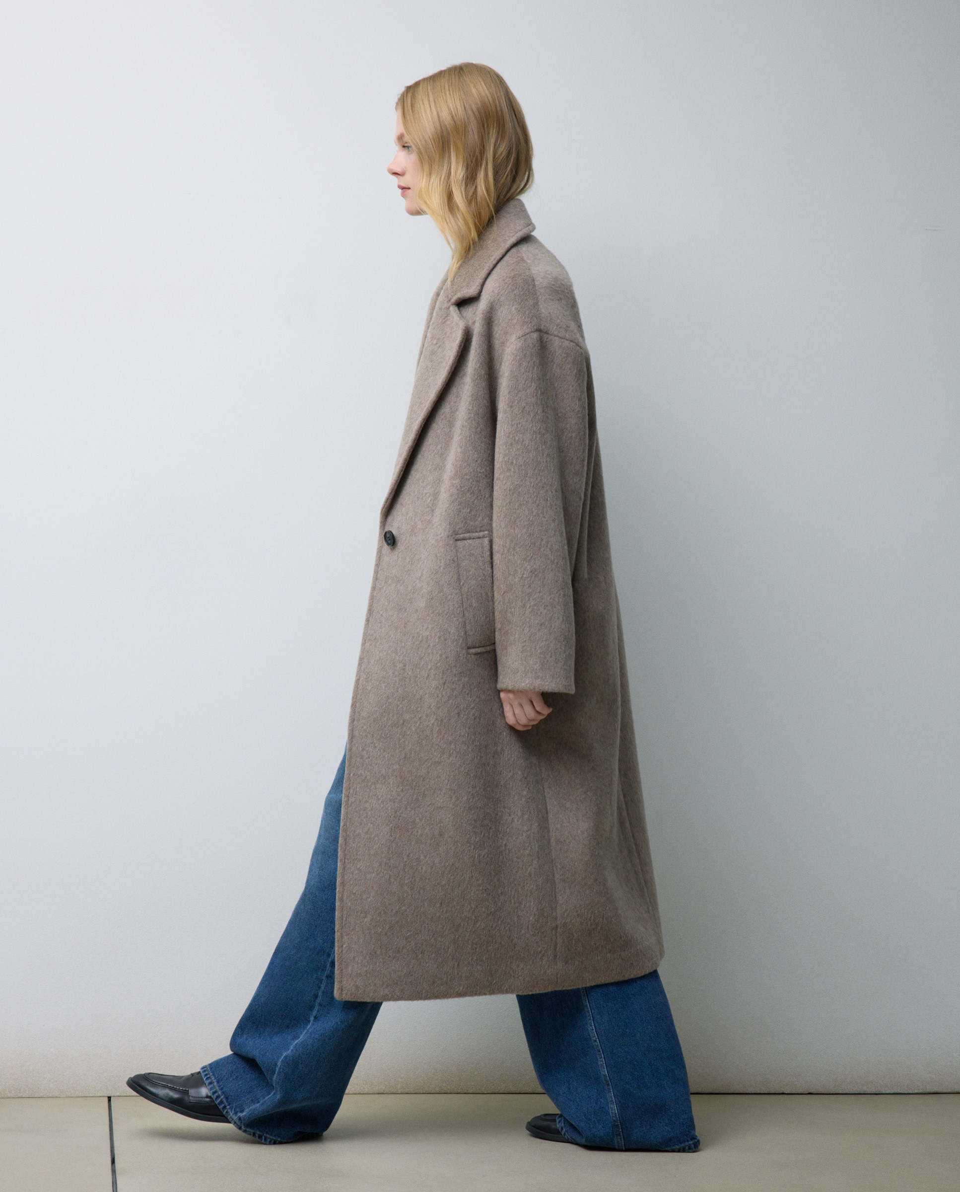 Sobretudo Comprido Liso Vison Claro-1