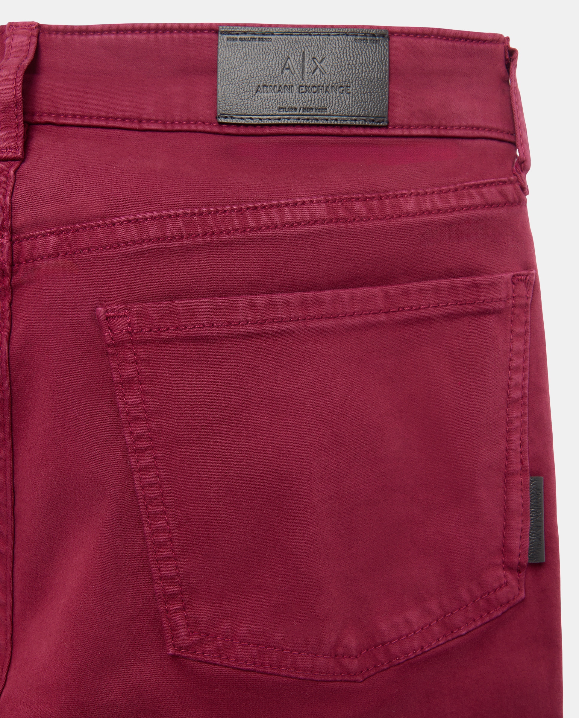 Calças de 5 Bolsos J98 à Boca de Sino com Cintura Subida Bordeaux-5