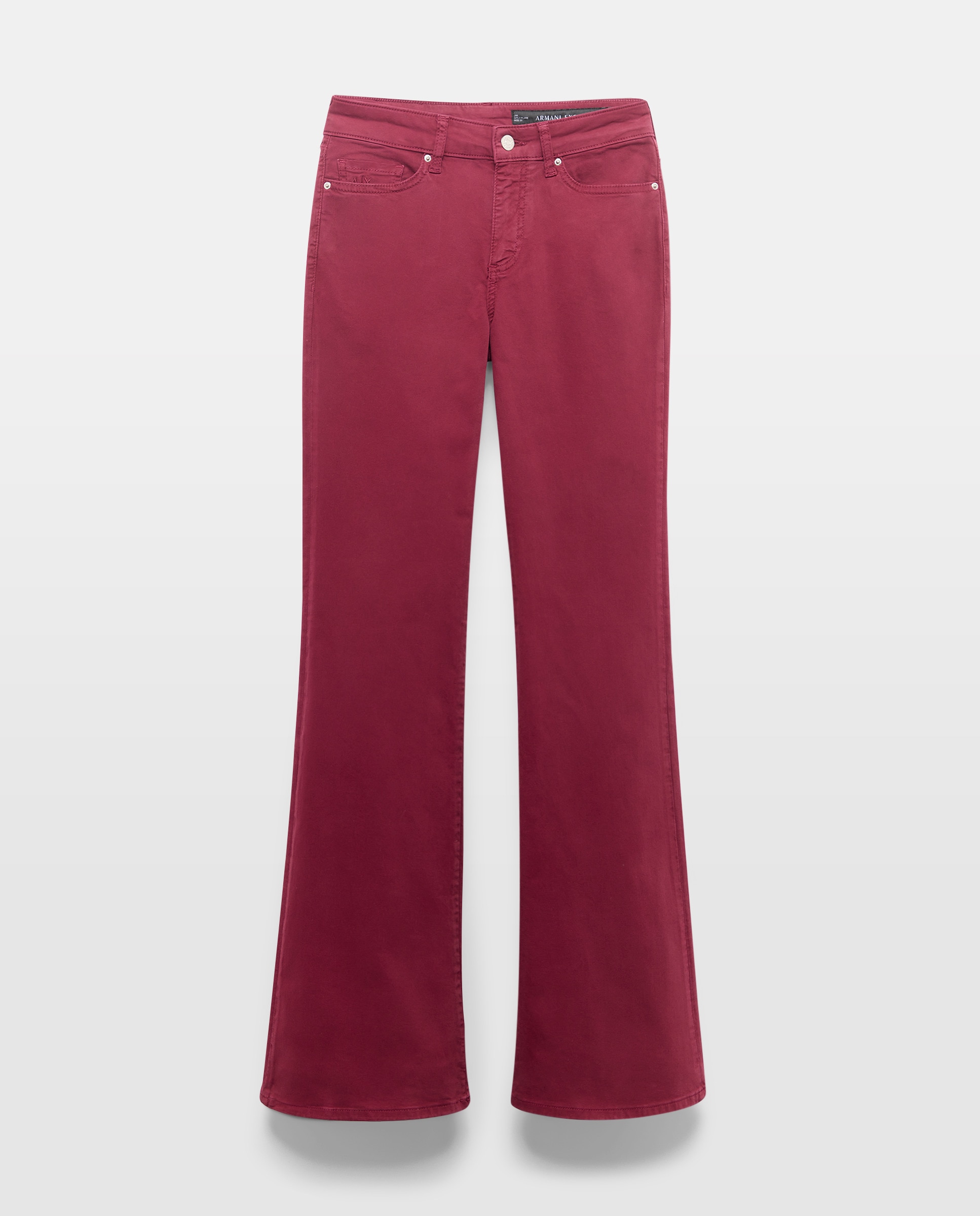 Calças de 5 Bolsos J98 à Boca de Sino com Cintura Subida Bordeaux-4