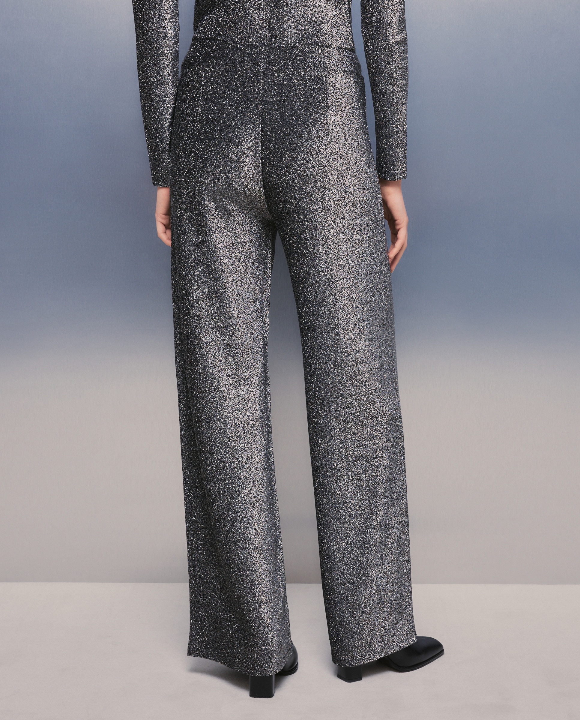 Calças Lisas com Brilhos 820 Cinzento Médio-3