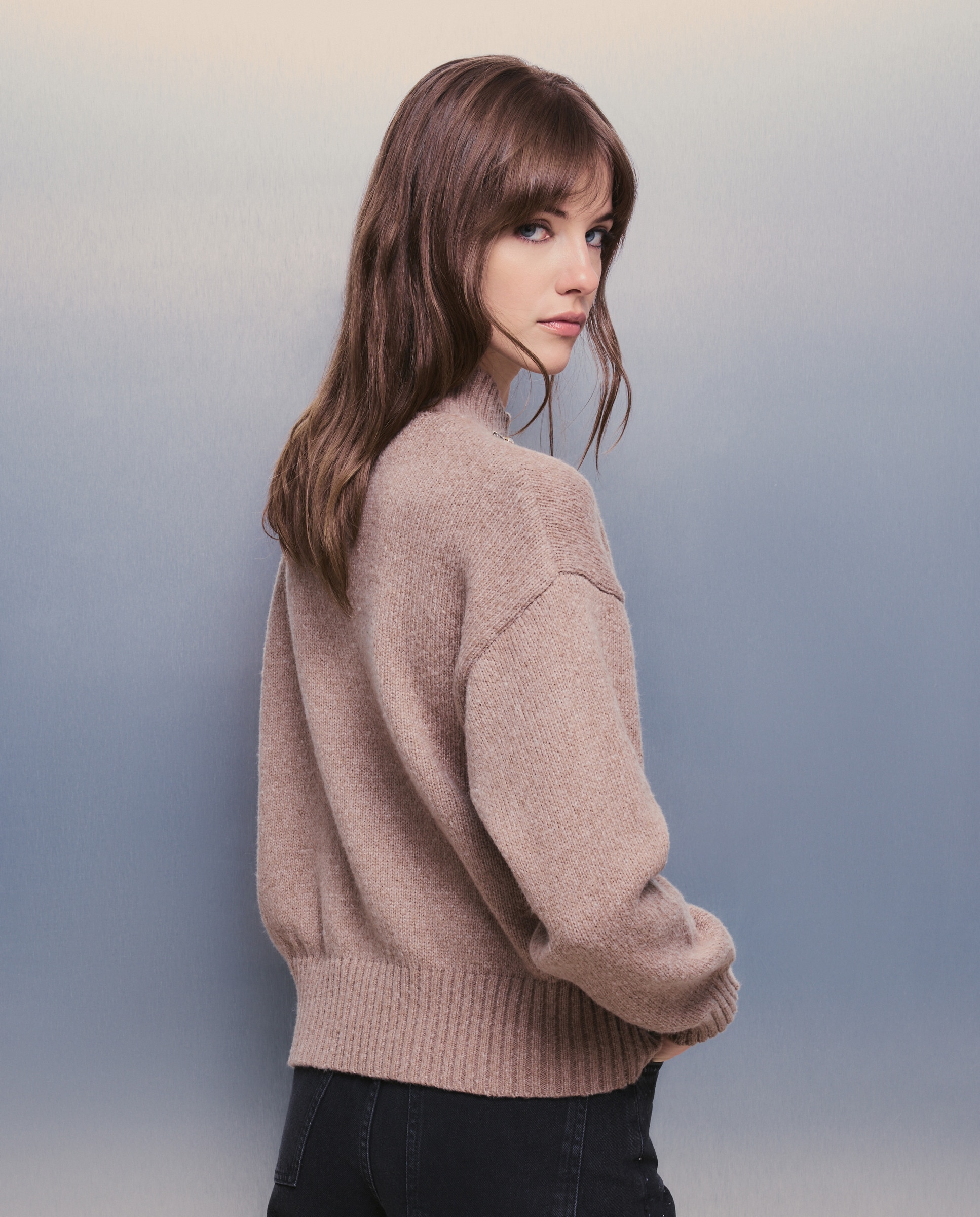 Camisola de Malha de Meia Gola com Aplique de Pedras no Peito Vison-4