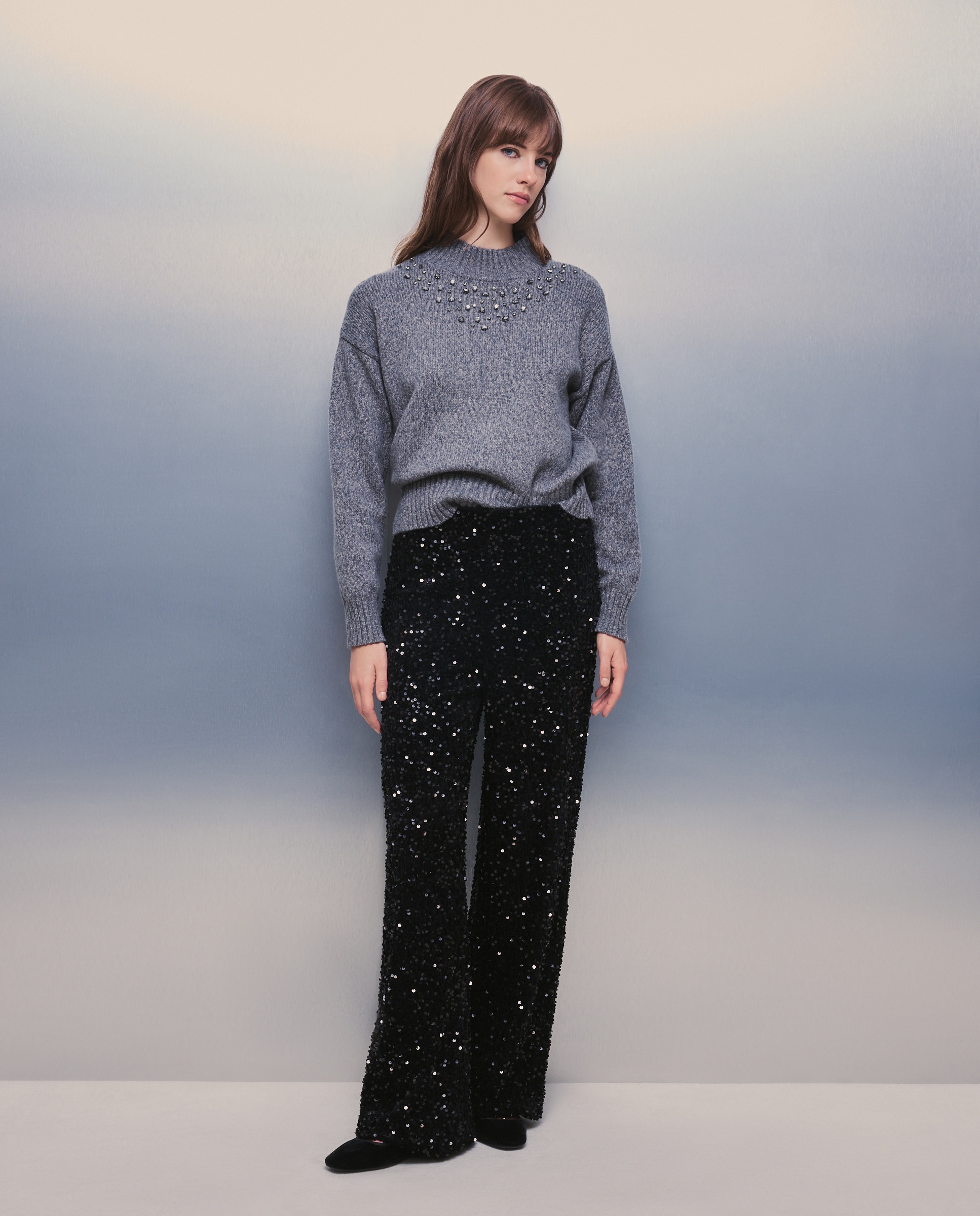 Calças de Lantejoulas Preto-1