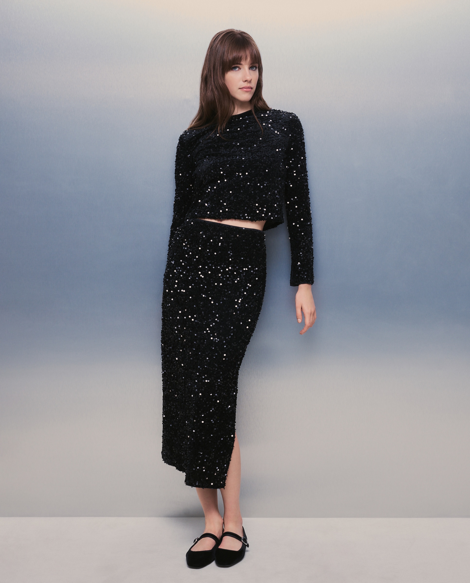 Top de mulher com lantejoulas Preto-2