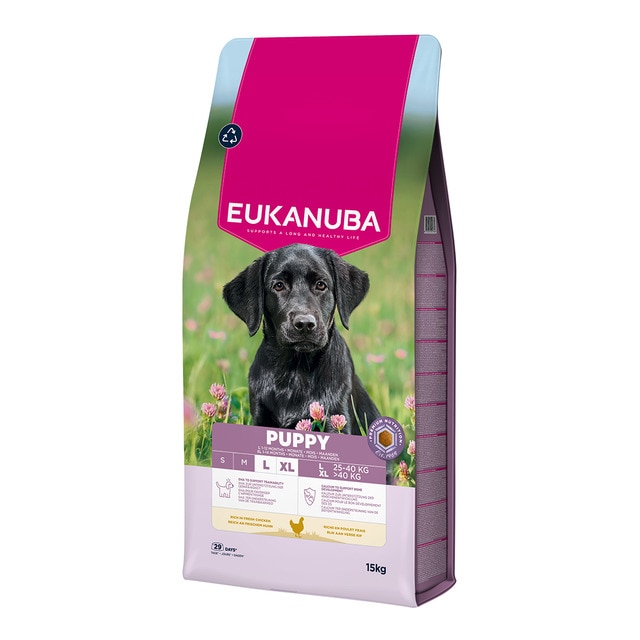Imagen 0 de Pienso para perros cachorros grandes Eukanuba pollo fresco 15 kg