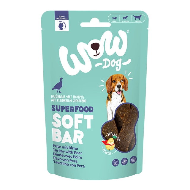 Imagen 0 de Snack para perros Wow Superfood tiras pavo con pera 150 g