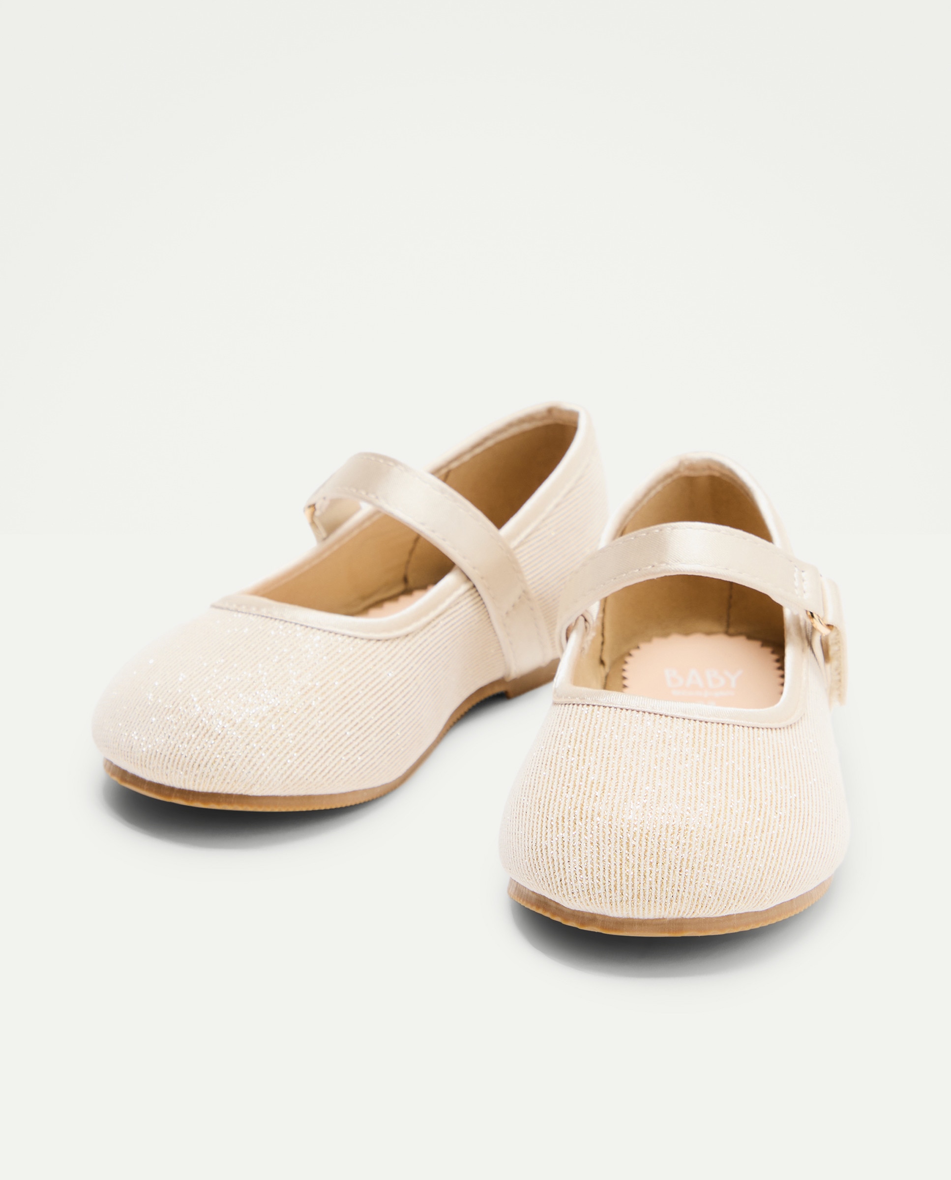 Sapatos de Presilha de Bebé com Glitter Fino e Biqueira Redonda 390 Ouro-2