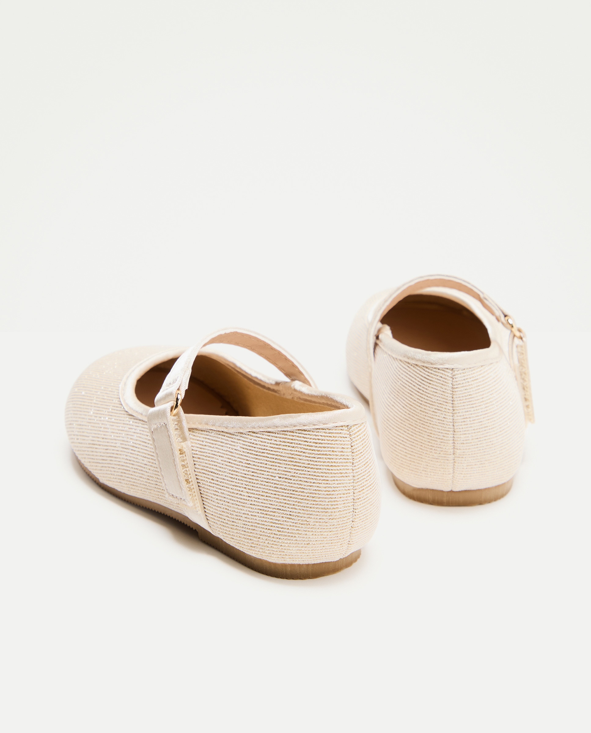 Sapatos de Presilha de Bebé com Glitter Fino e Biqueira Redonda 390 Ouro-3