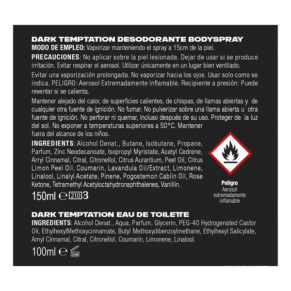 Dark Temptation toiletry bag with deodorant spray 150 ml + eau de toilette spray 100 ml