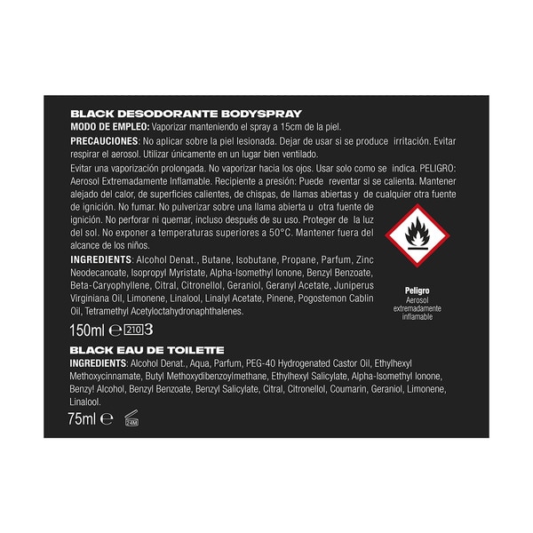 Black Eau de Toilette 75 ml + Body Deospray 150 ml Karton
