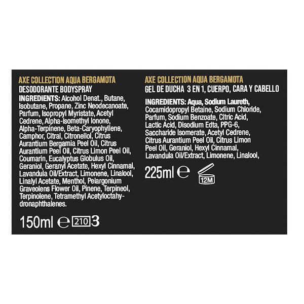 deodorant spray 150ml + aqua bergamot shower gel 225ml case