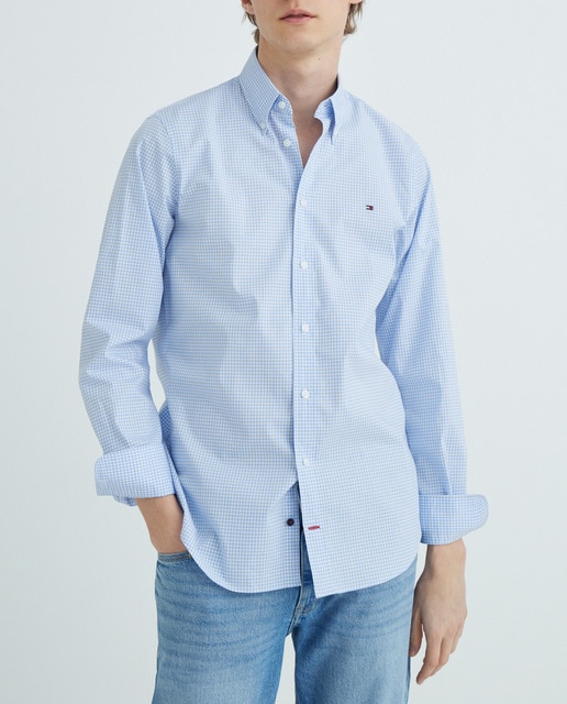 Imagen 0 de Camisa de hombre en popelín y cuadro gingham