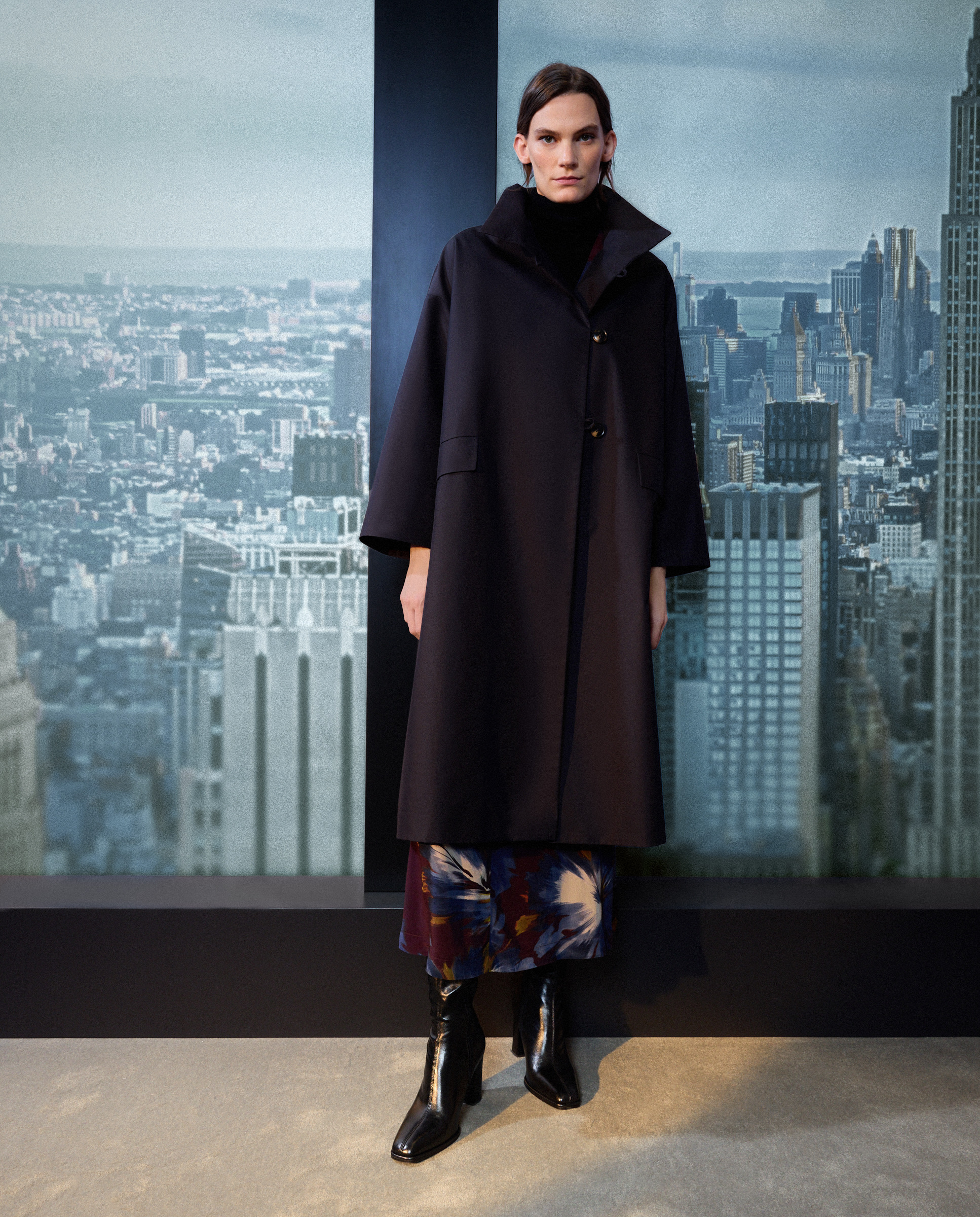 Gabardine Comprida Lisa Azul-marinho-2