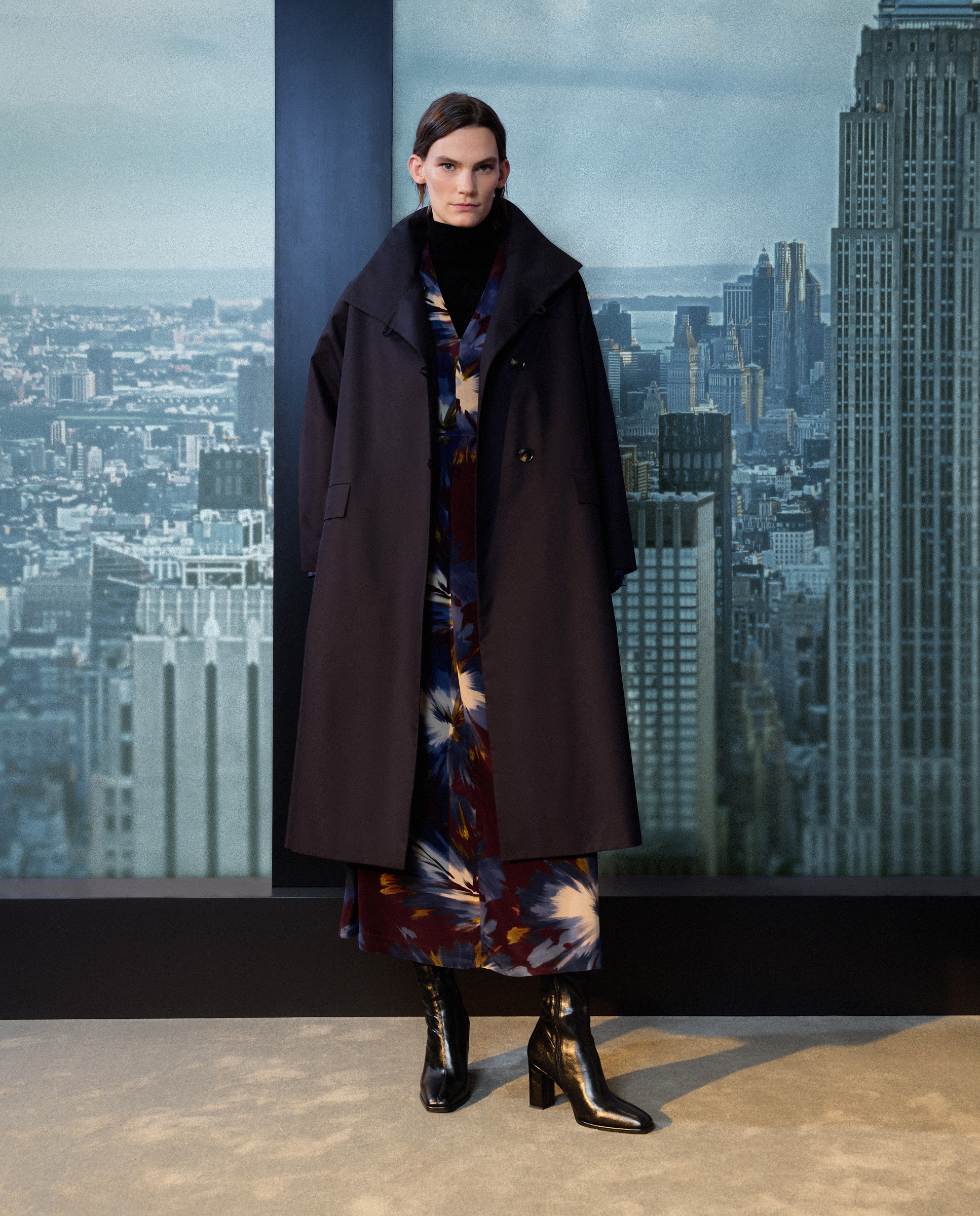 Gabardine Comprida Lisa Azul-marinho-1