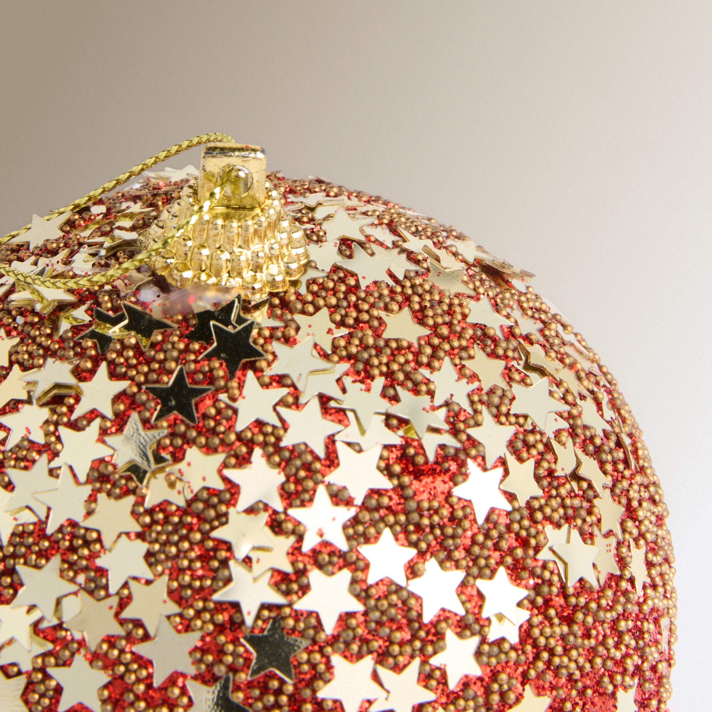 Set de 4 bolas Estrella Glitter Navidad Rojo-4