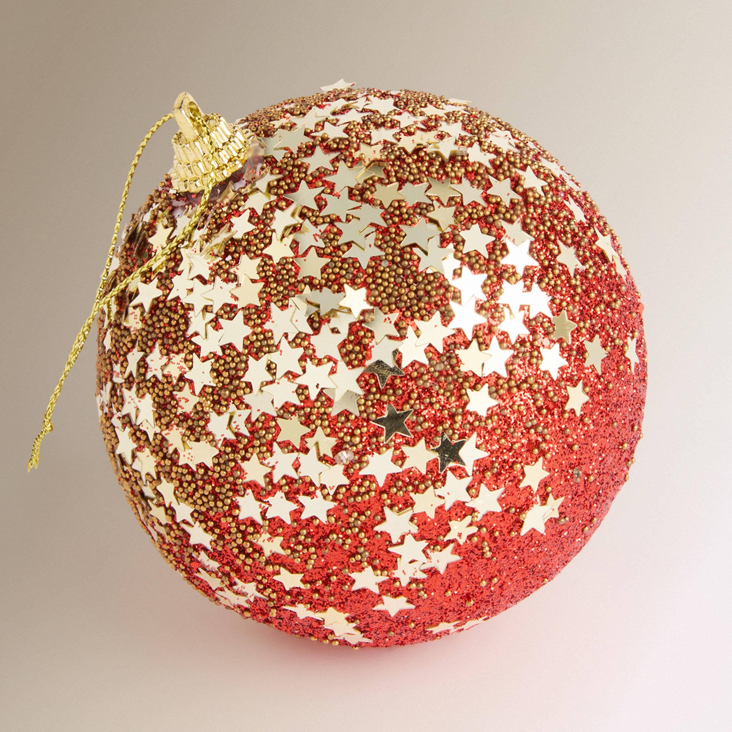 Set de 4 bolas Estrella Glitter Navidad Rojo-2