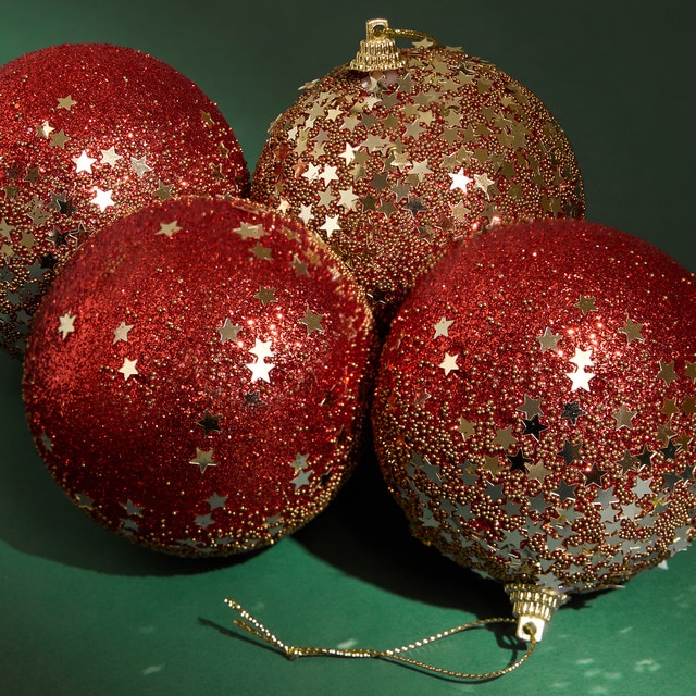 Imagen 0 de Set de 4 bolas Estrella Glitter Navidad