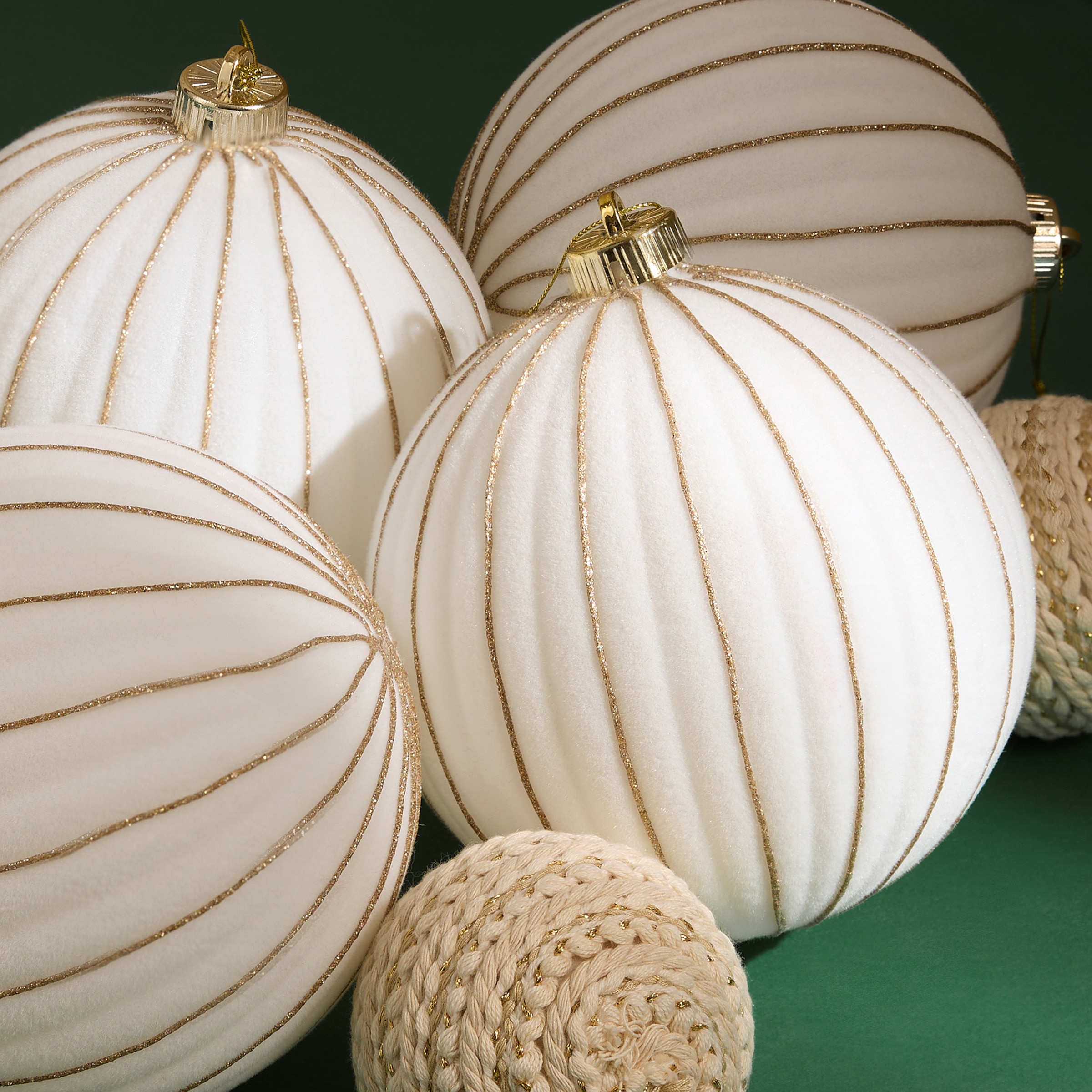 Set de 4 bolas Líneas XL Navidad Blanco-1