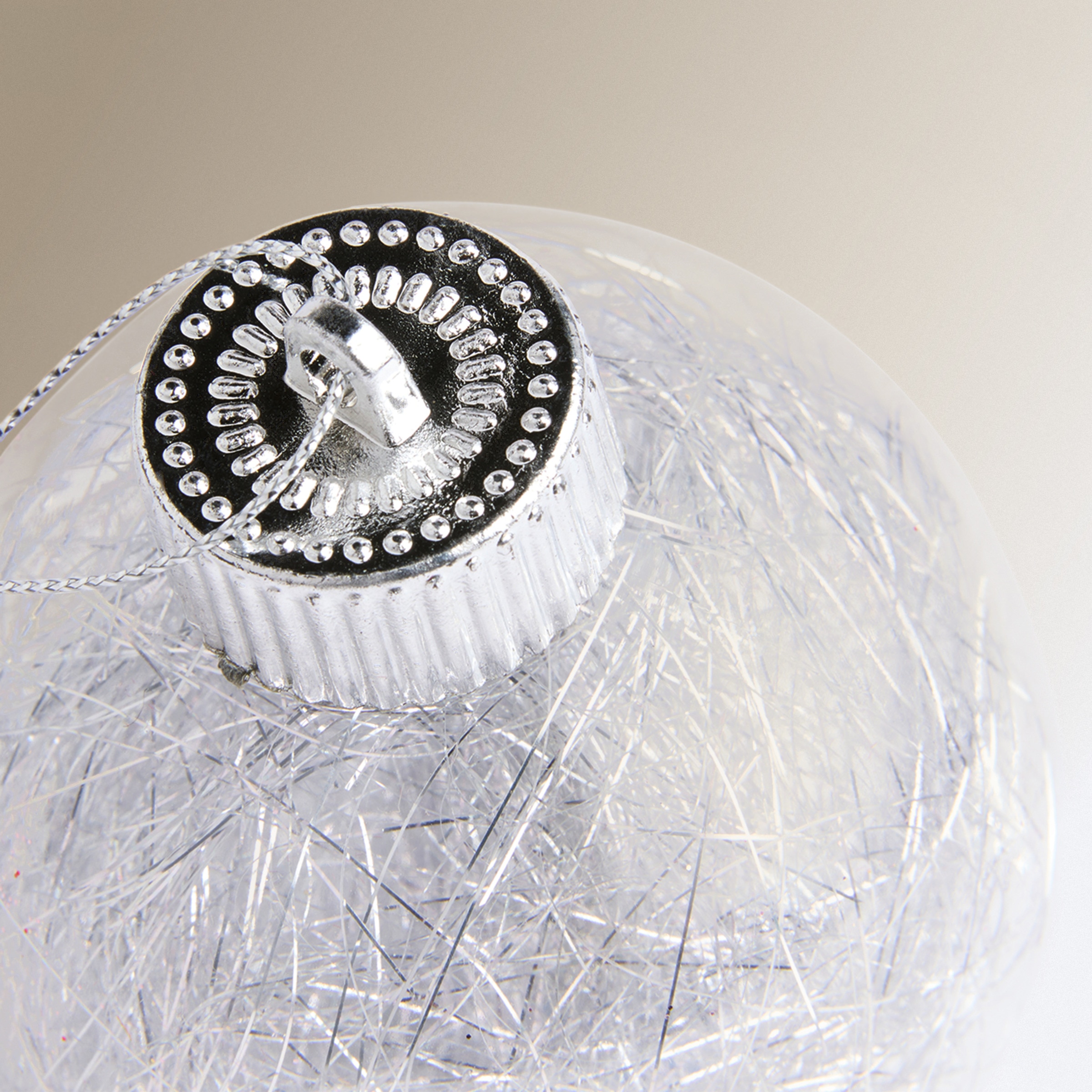 Conjunto de 4 Bolas com Brilho Natal Prata-3