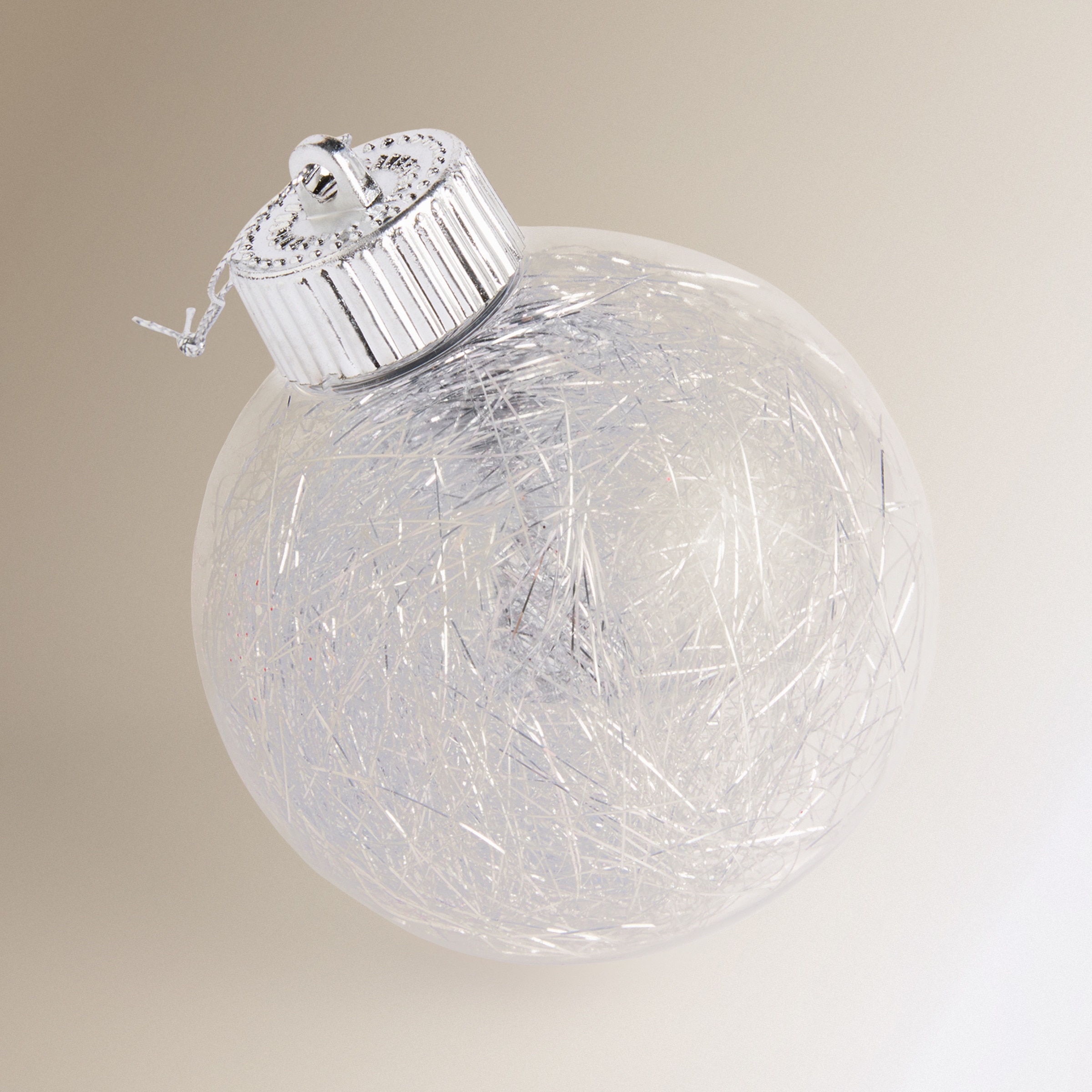 Conjunto de 4 Bolas com Brilho Natal Prata-2