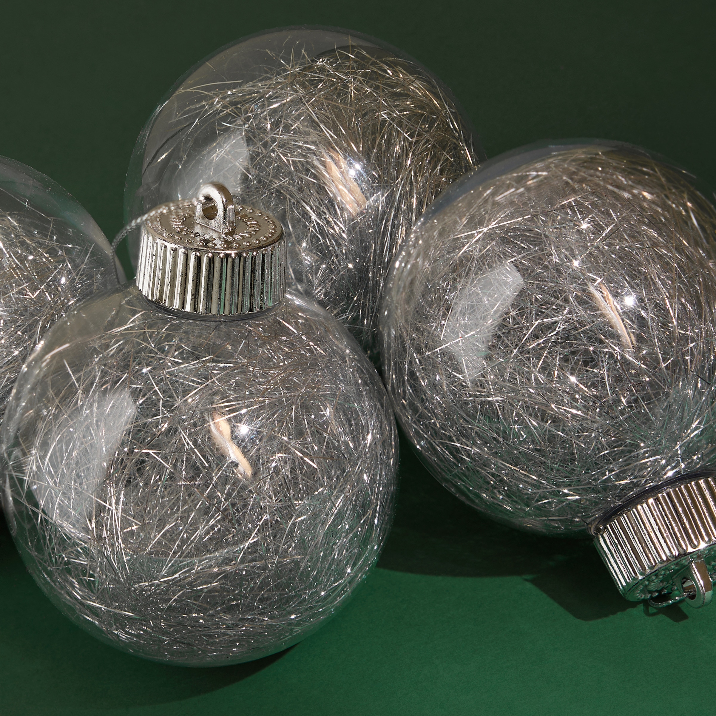 Conjunto de 4 Bolas com Brilho Natal Prata-1