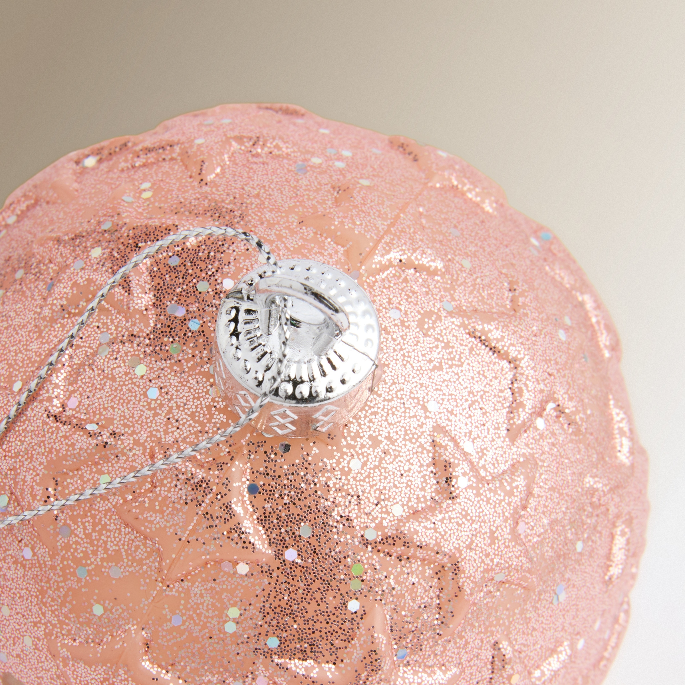 Conjunto de 4 Bolas Estrelas com Relevo Natal Rosa-pastel-4