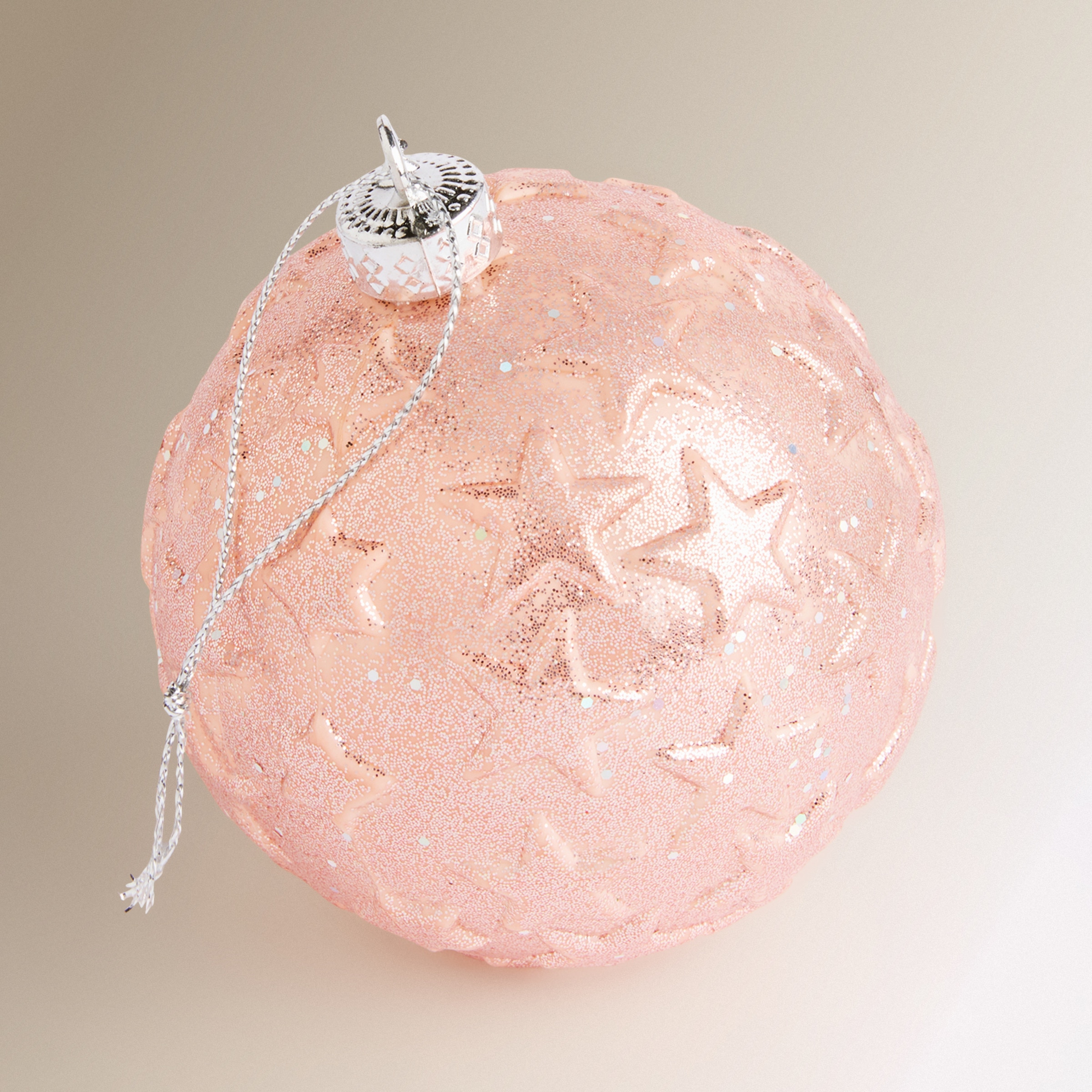 Conjunto de 4 Bolas Estrelas com Relevo Natal Rosa-pastel-2