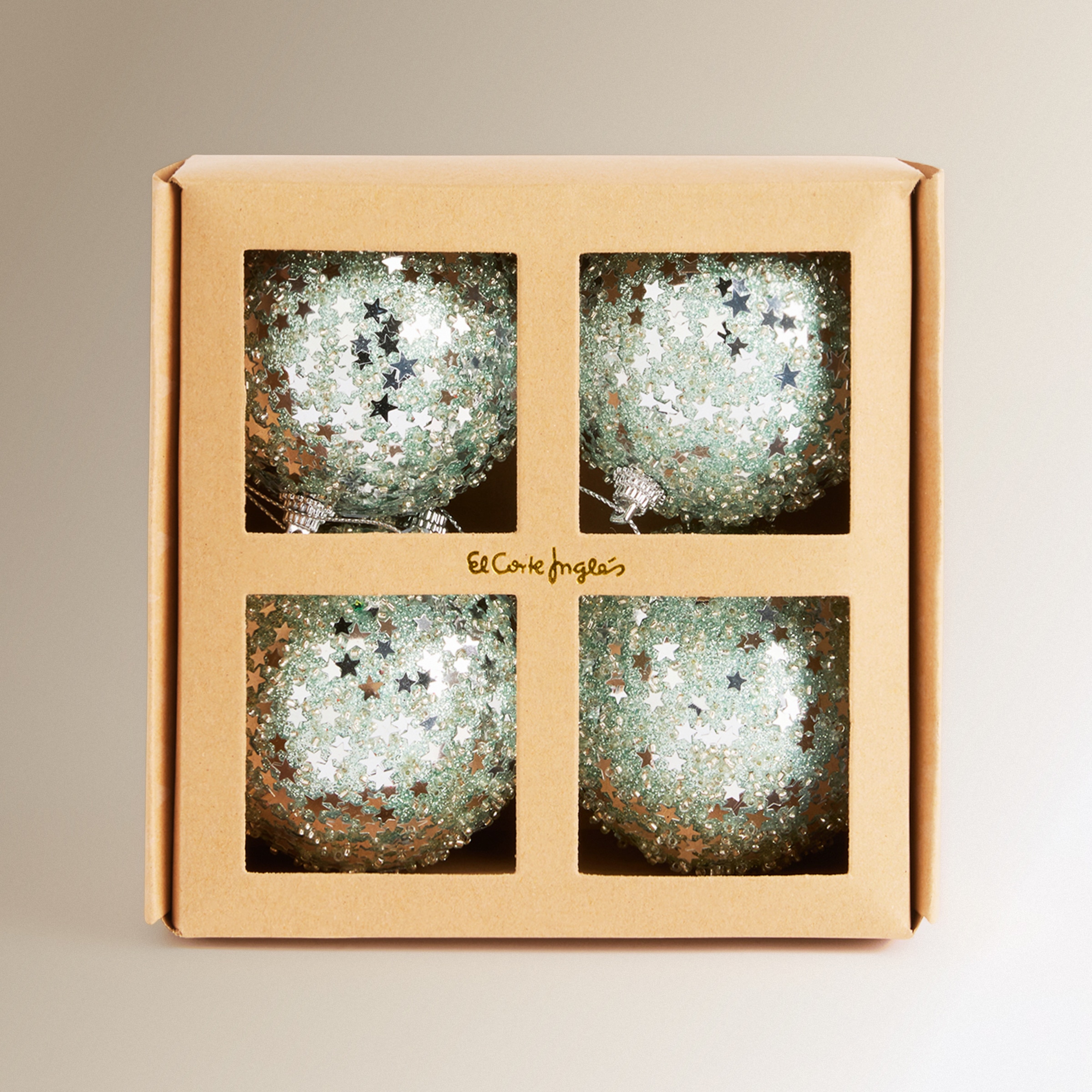 Set de 4 bolas Estrellitas Glitter Navidad Multicolor-3