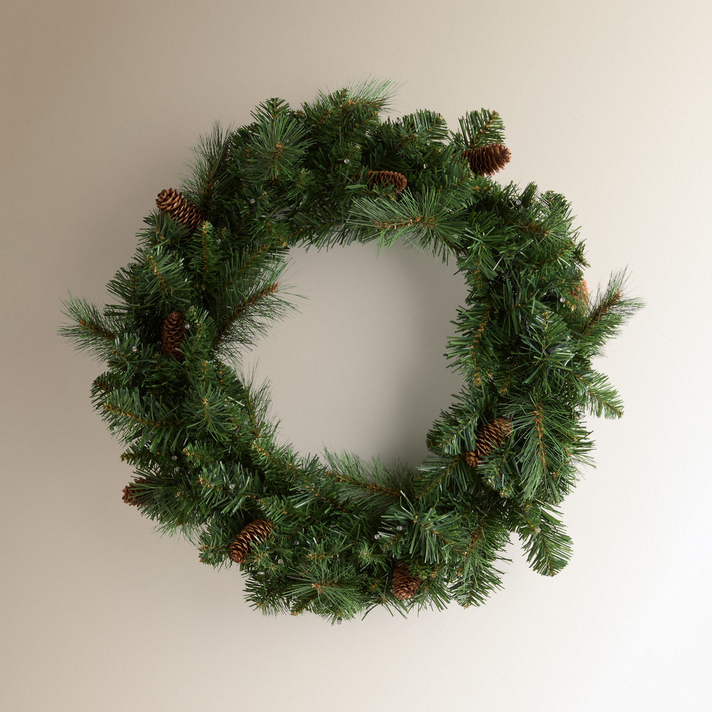 Coroa Pinha com Luz Natal Verde-2