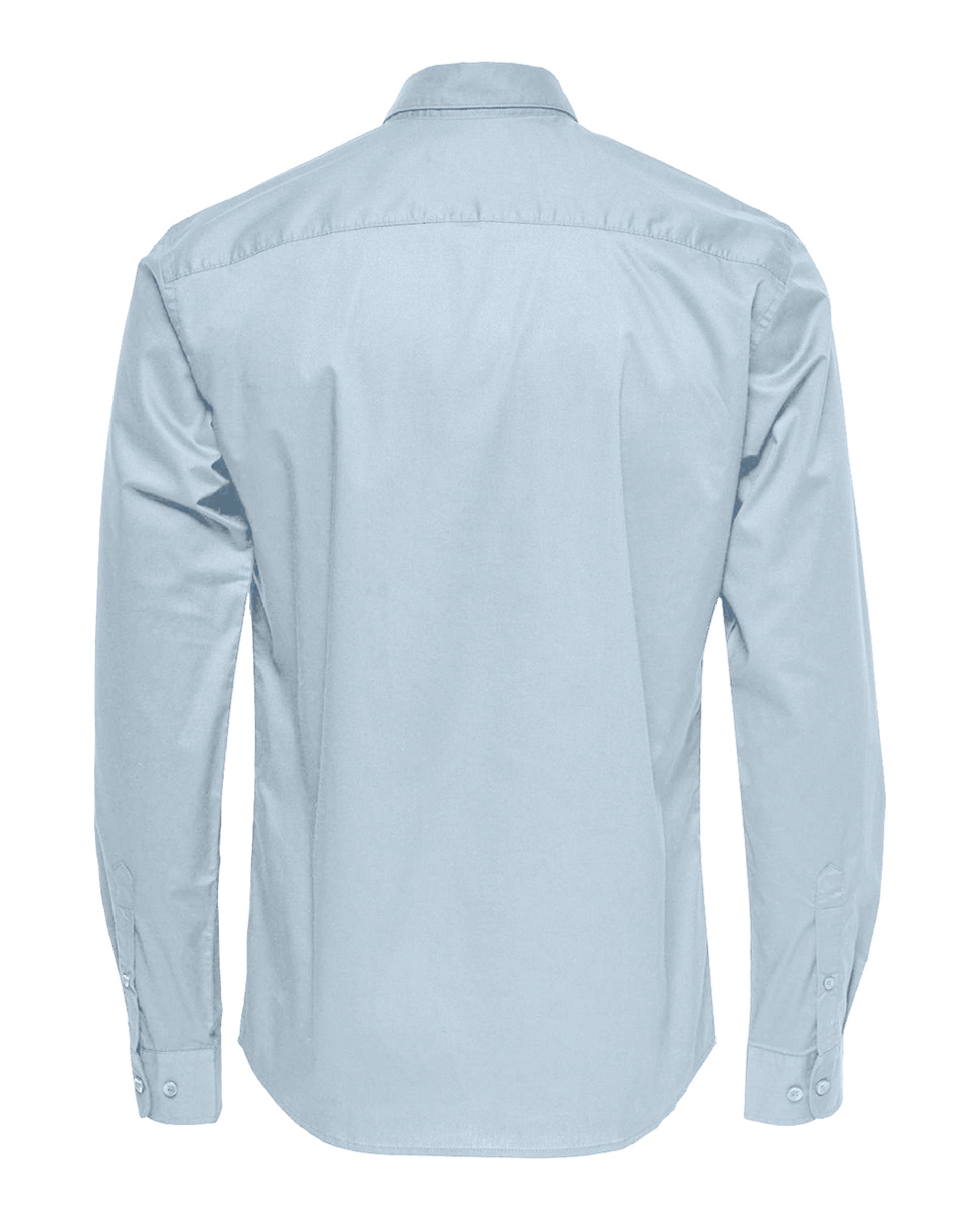 Camisa de Manga Comprida Lisa Azul-4