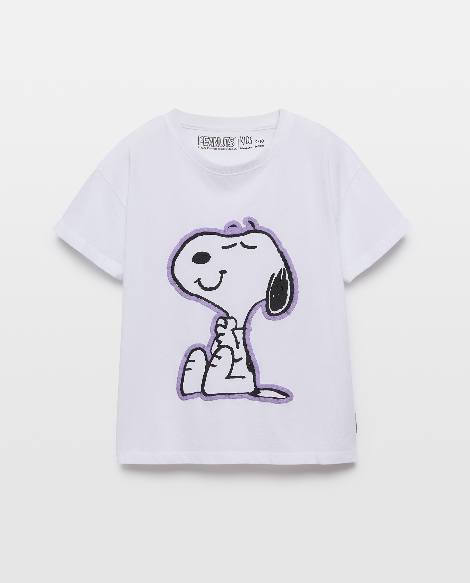 T-shirt de Manga Curta com Estampado Posicional Snoopy e Contorno de Cor em Contraste Kids El Corte Inglés Branco-marfim-4