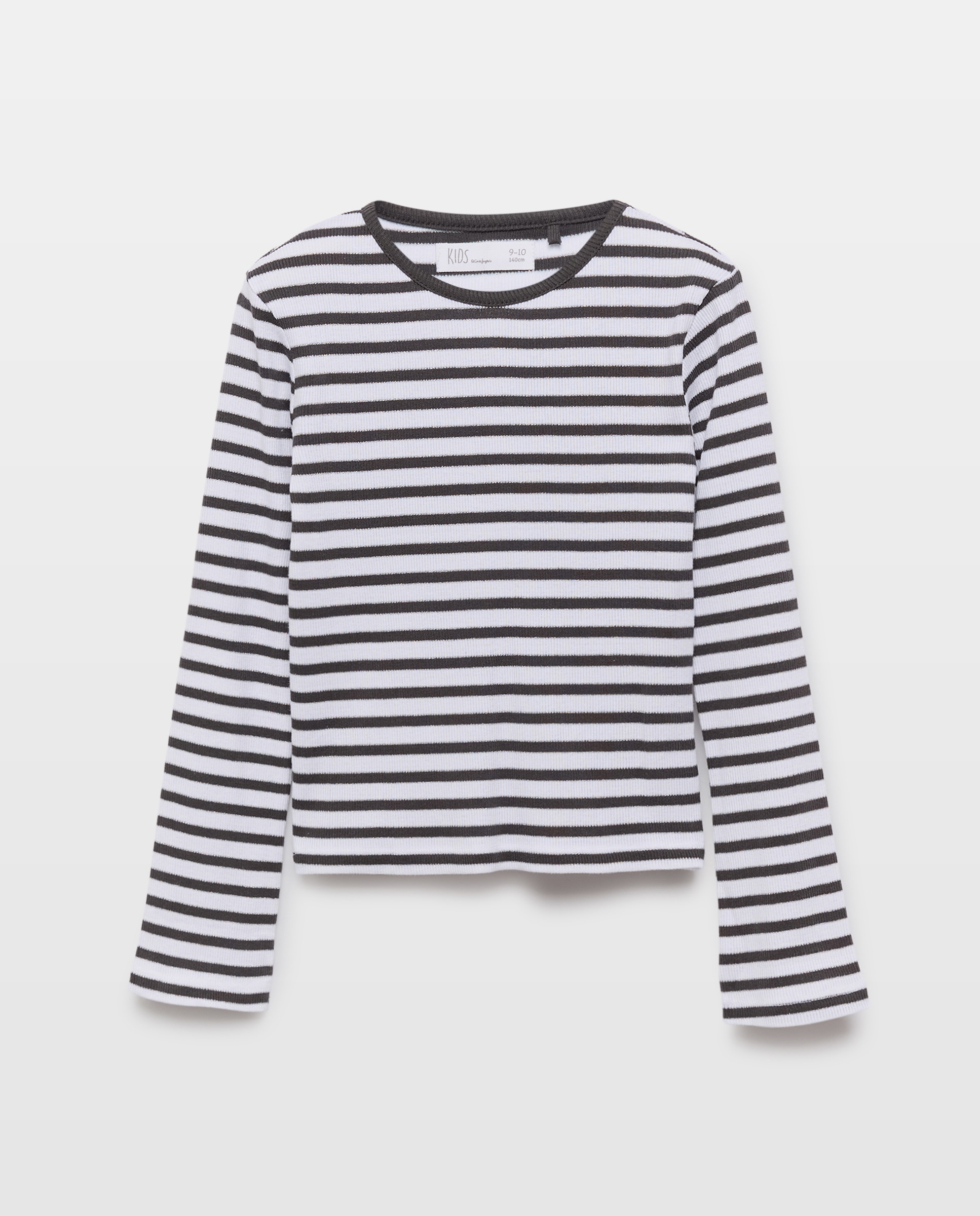 Camisola de Manga Comprida Canelada às Riscas com Fio Metalizado Kids El Corte Inglés Preto-4