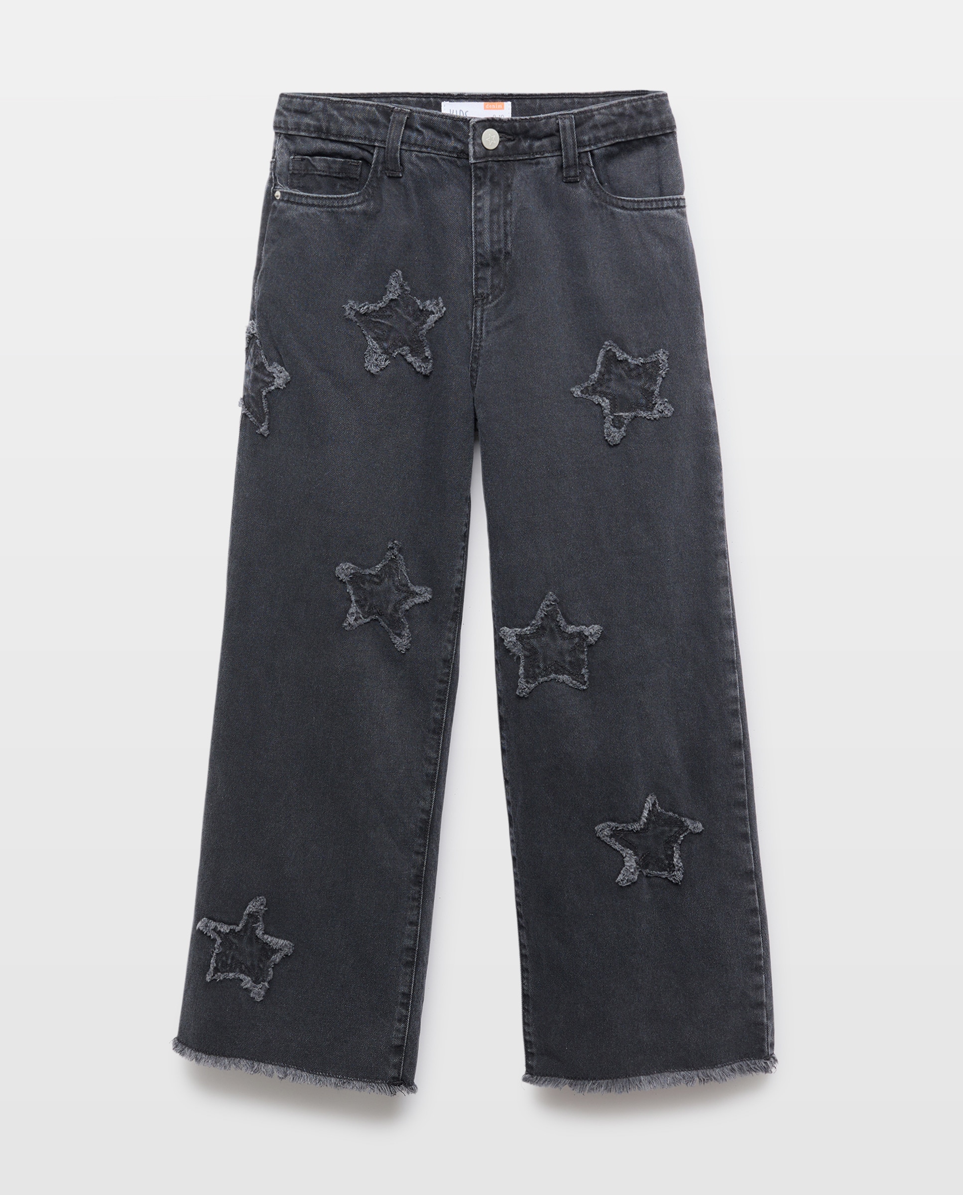 Jeans Wide Leg com Estampado e Remendos de Estrelas Kids El Corte Inglés Preto Intenso-5
