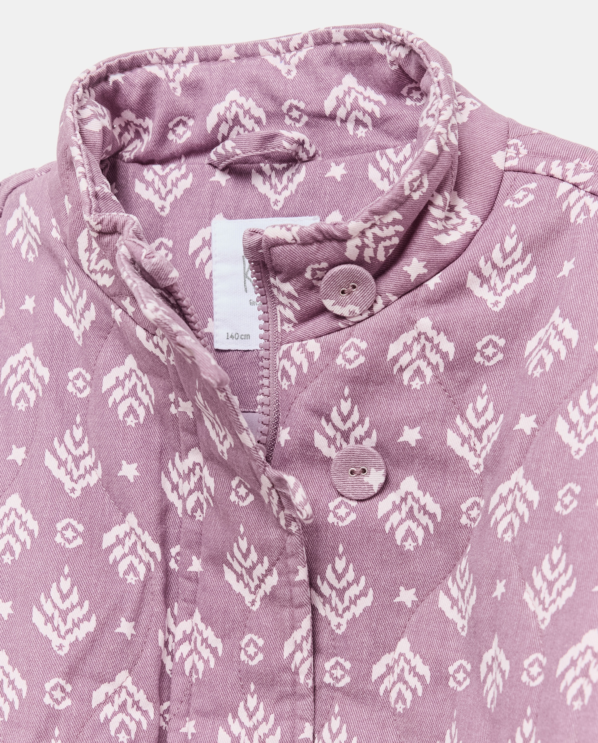 Casaco Acolchoado Quilted aos Losangos Estampado Rosa-6