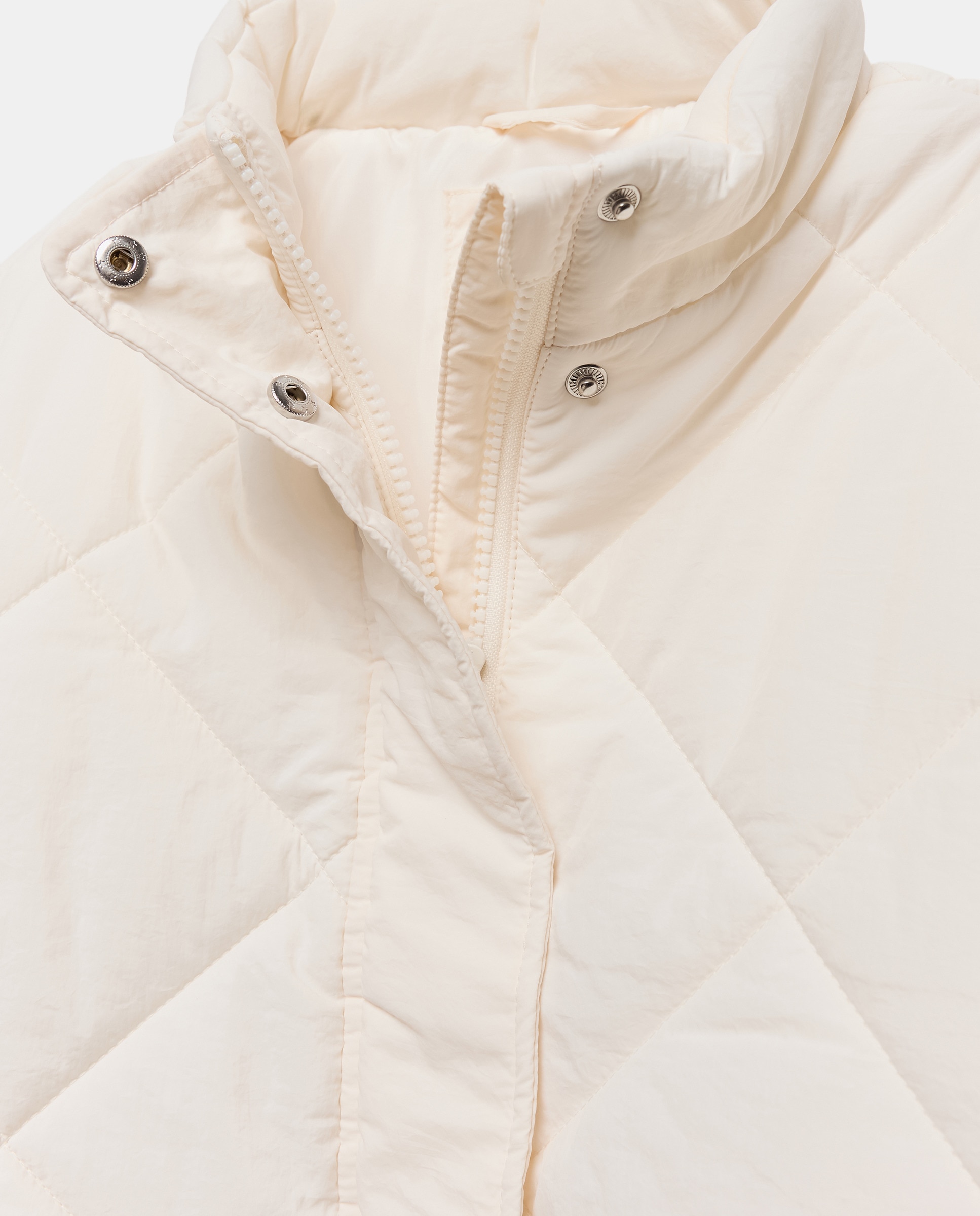 Casaco Acolchoado Quilted aos Losangos Metálico 120 Cru-5