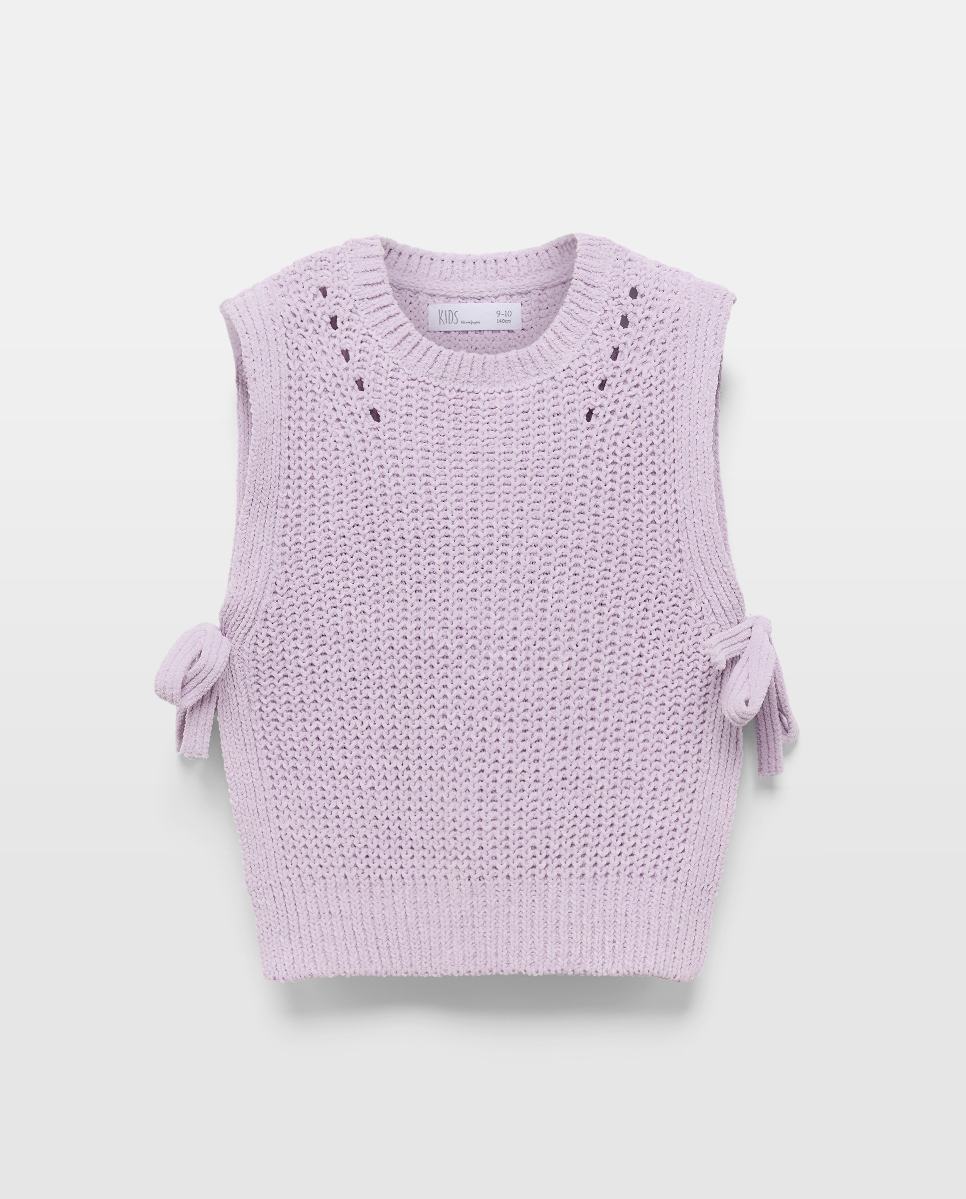 Colete de Tricot Chenille com Laços Laterais 284 Lilás-4