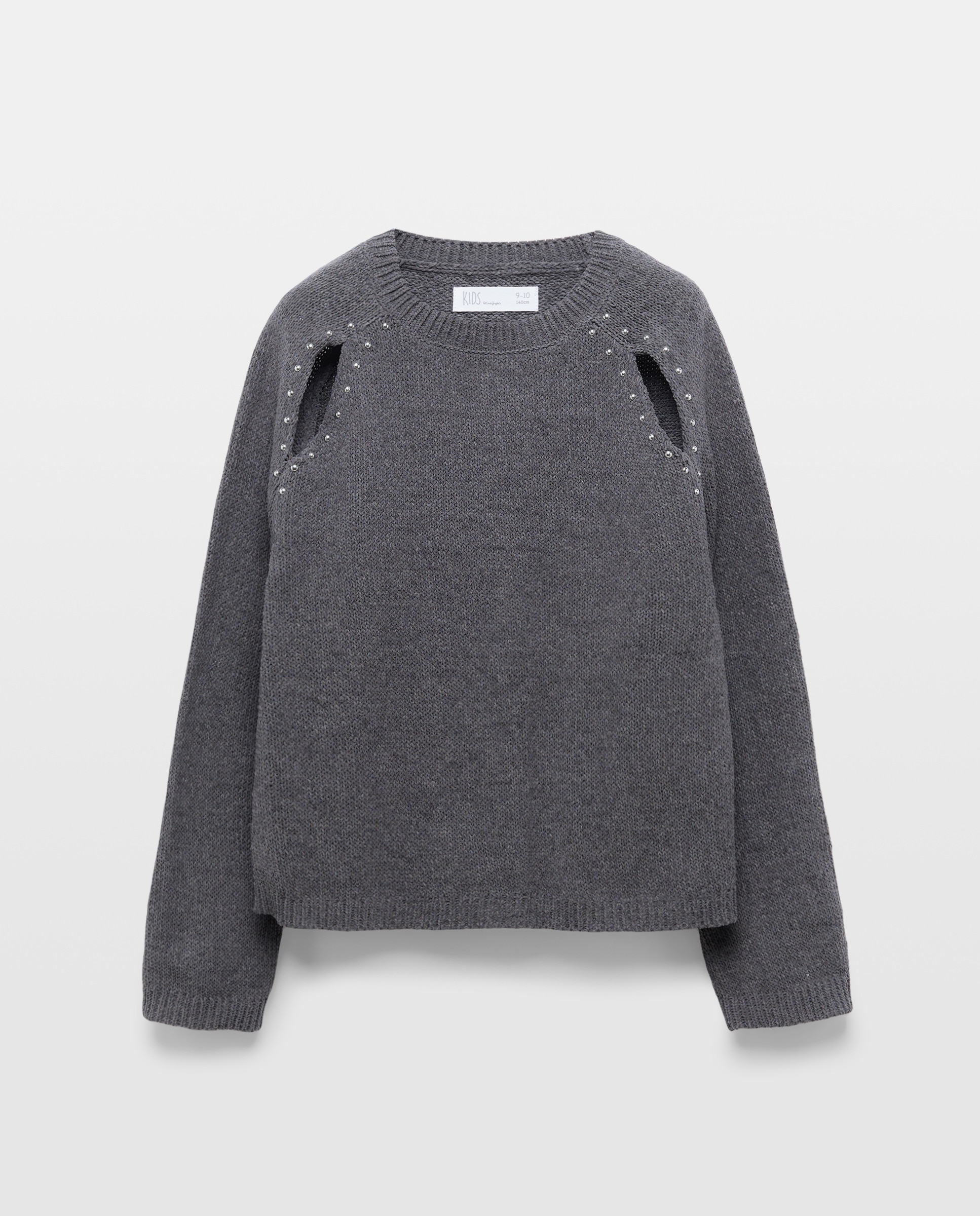 Camisola de Malha Chenille com Abertura no Ombro e Detalhe de Tachas Kids El Corte Inglés Chumbo-4