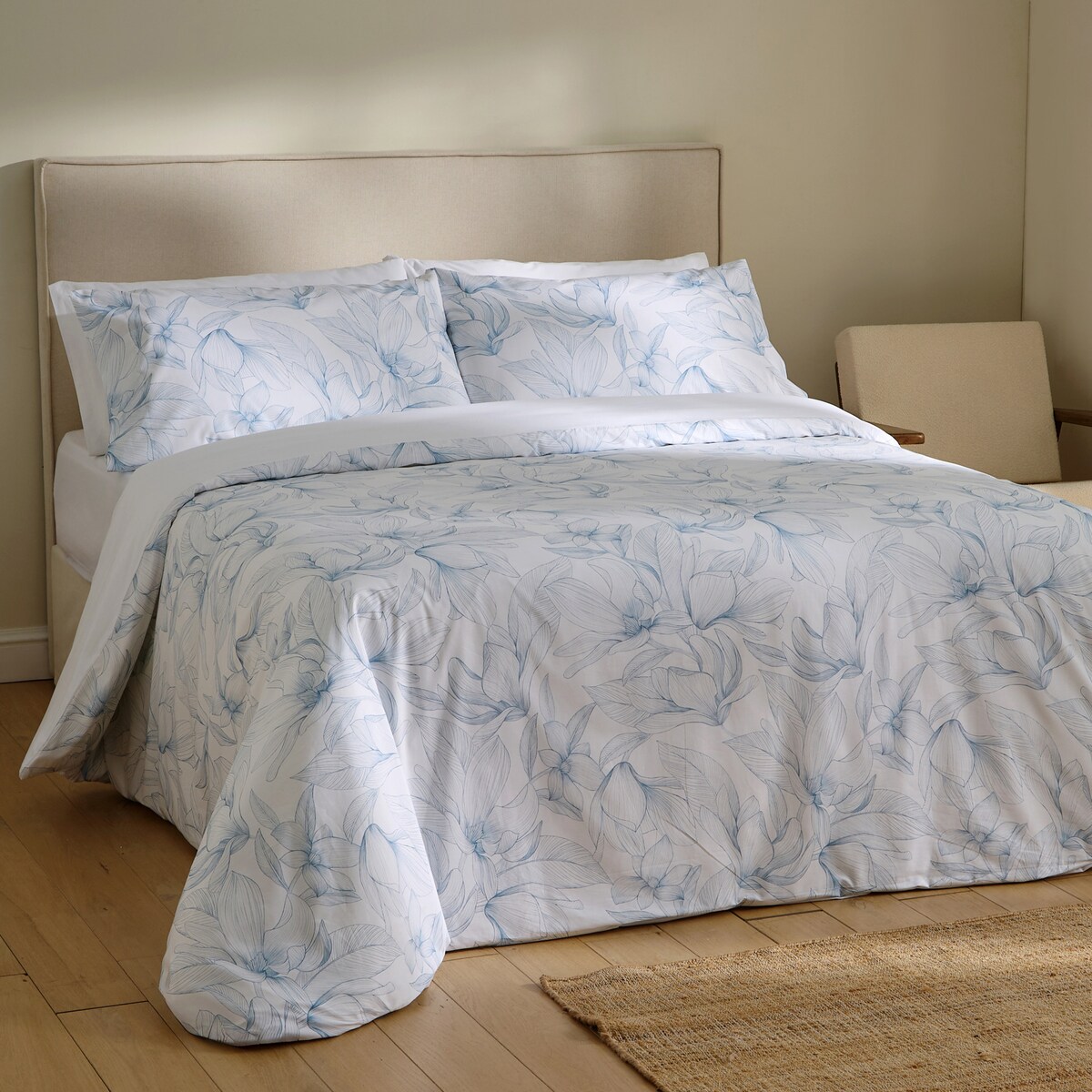 Conjunto de Capa de Edredão de Algodão Amy Azul-1