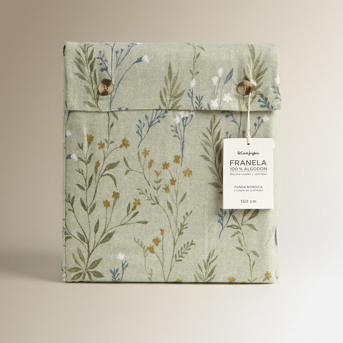 Conjunto de Capa de Edredão de Flanela de Algodão Flor Verde-8