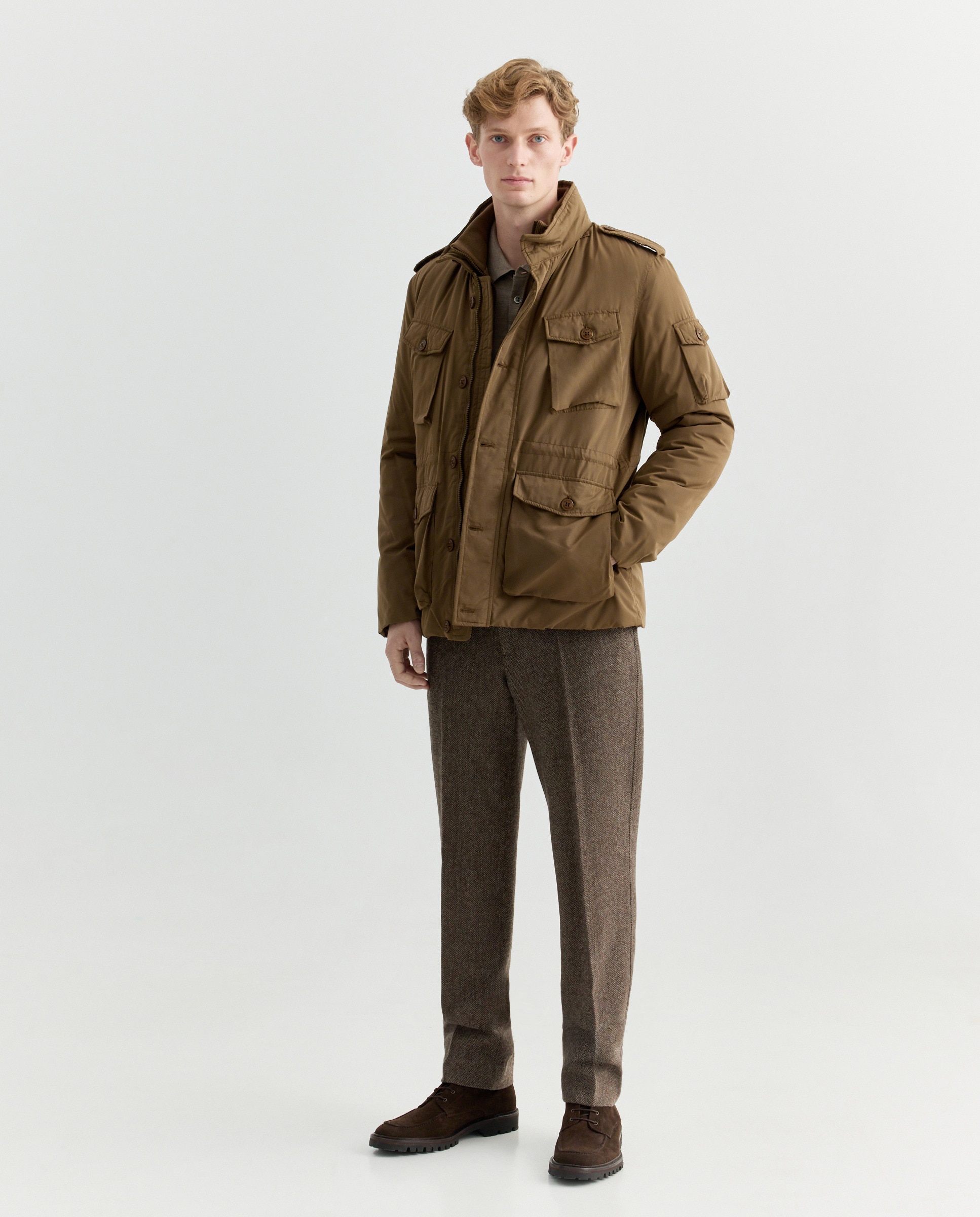 Parka de Cinco Bolsos com Cinto Castanho-claro-2