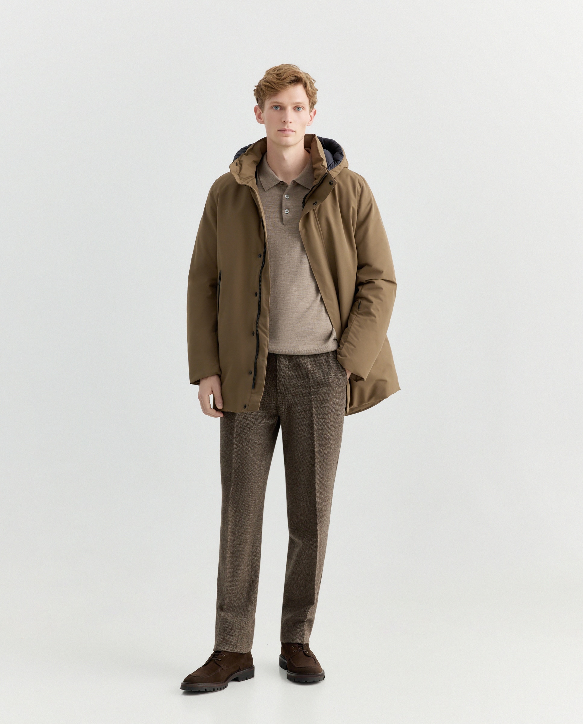 Casacão Técnico Impermeável com Capuz Castanho-claro-2