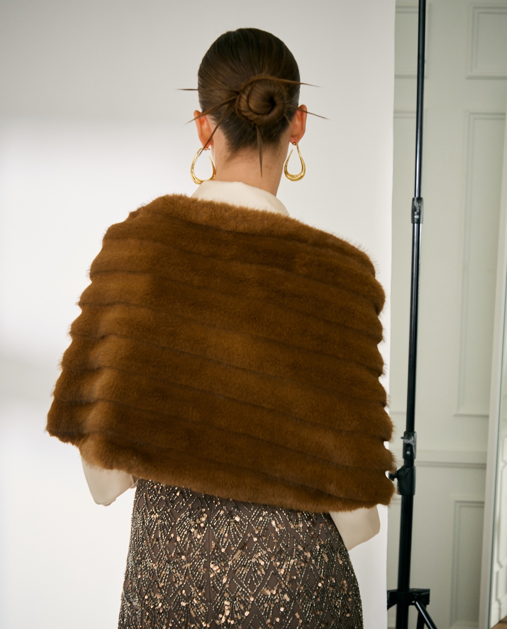 Estola de Pelo Liso Castanho-claro-3