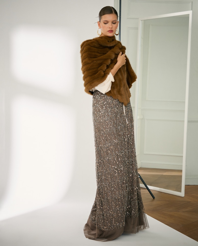 Estola de Pelo Liso Castanho-claro-1