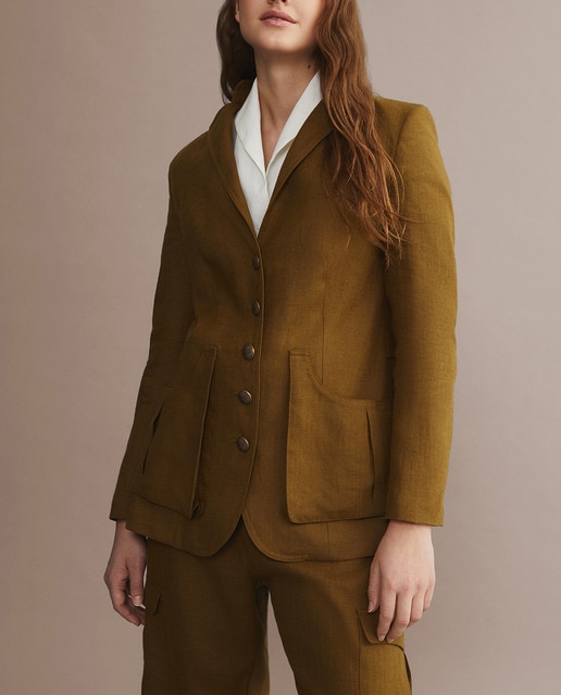 Imagen 0 de Chaqueta tiradora de lino mujer