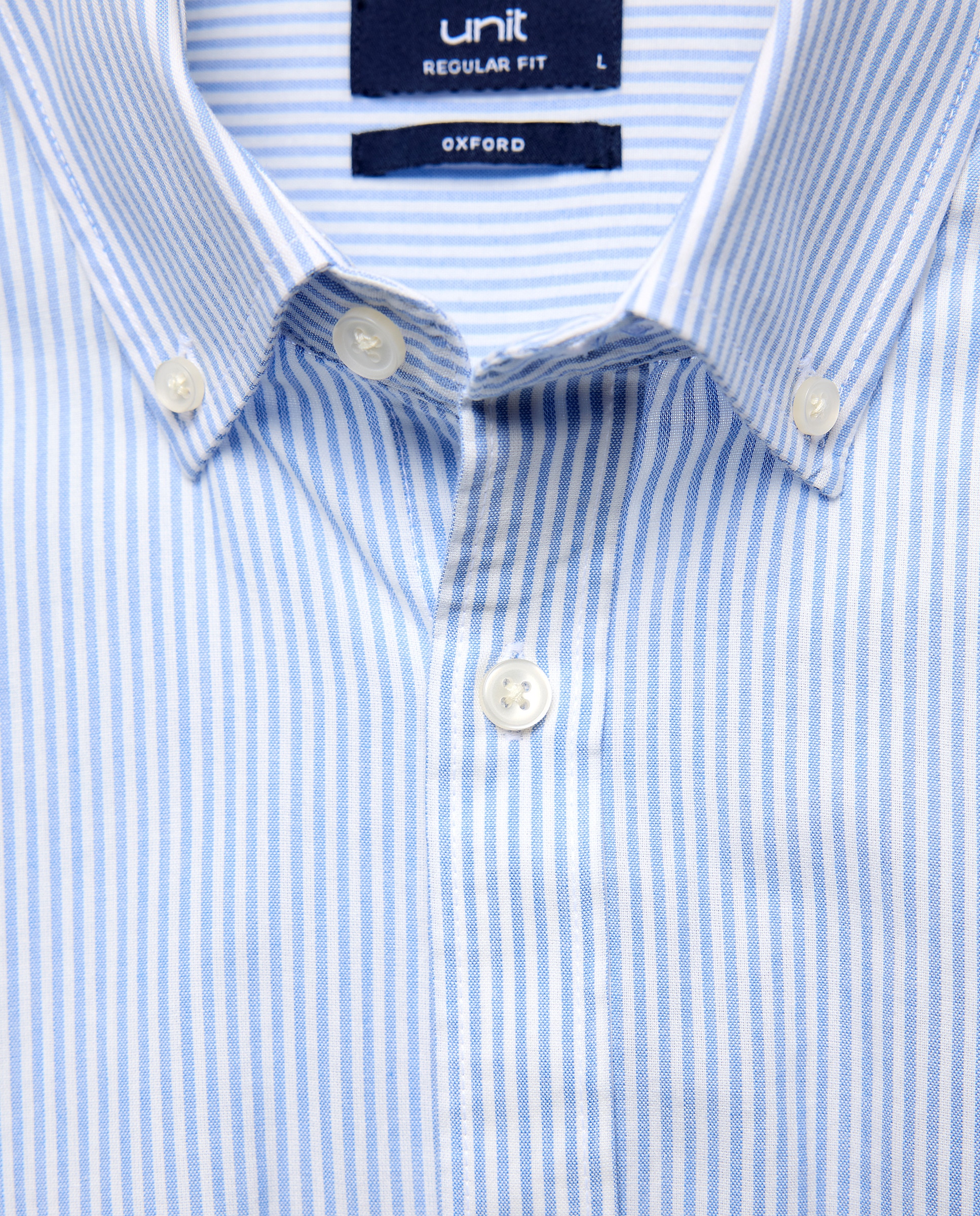 Camisa sport hombre chambray con rayas 400 Azul-5